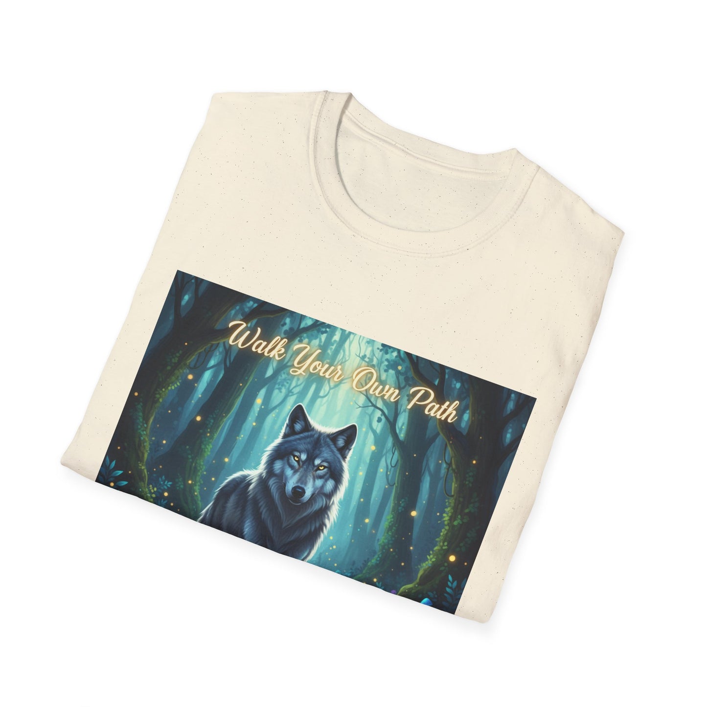 Wolf Forest Unisex Softstyle T-Shirt, Nature Lover Tee, Bohemian Graphic Shirt, Gifts for Adventurers, Vintage Animal Art