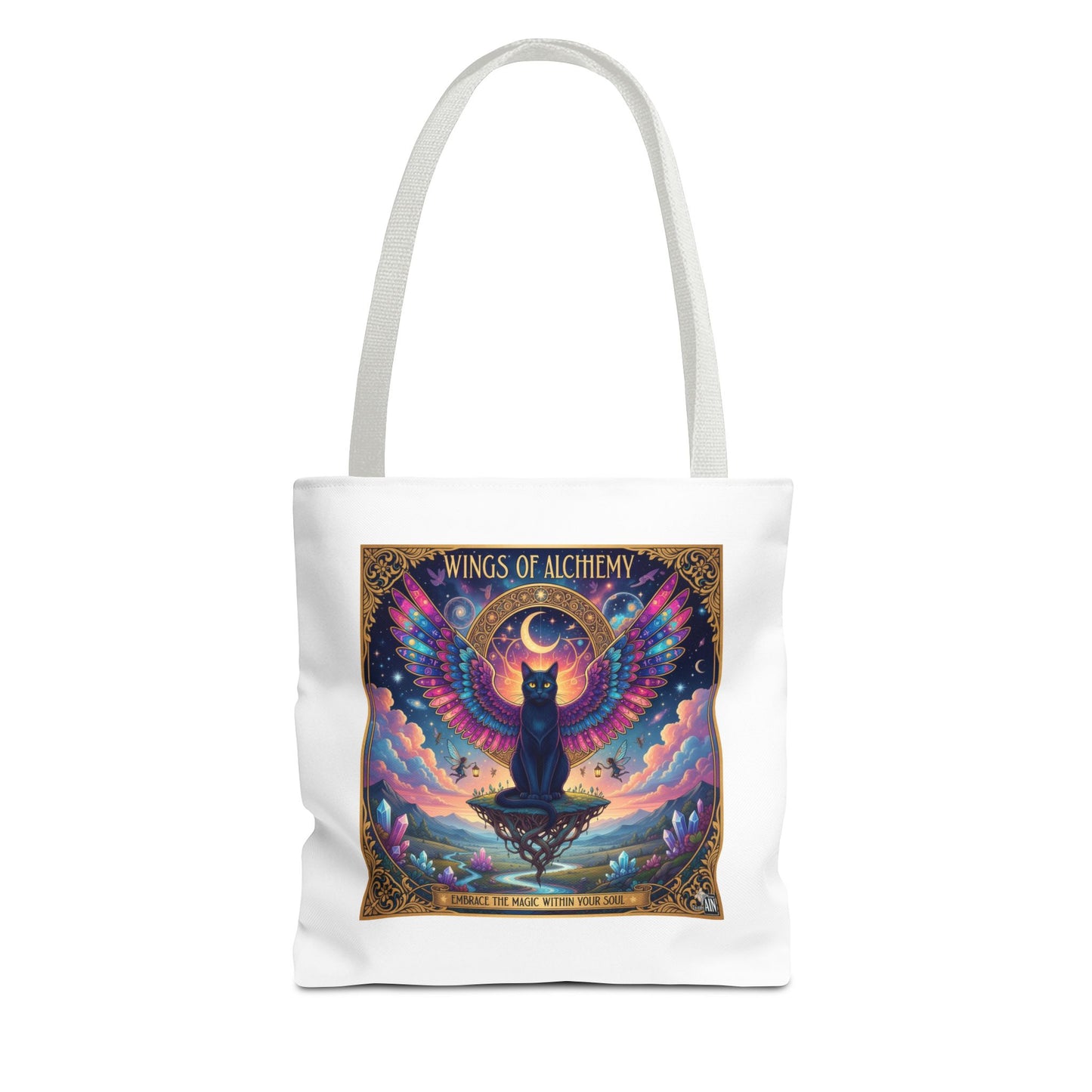 Wings of Alchemy Tote Bag, Colorful Art Tote, Cat Lover Gift, Bohemian Style Bag, Eco-Friendly Shopping Tote
