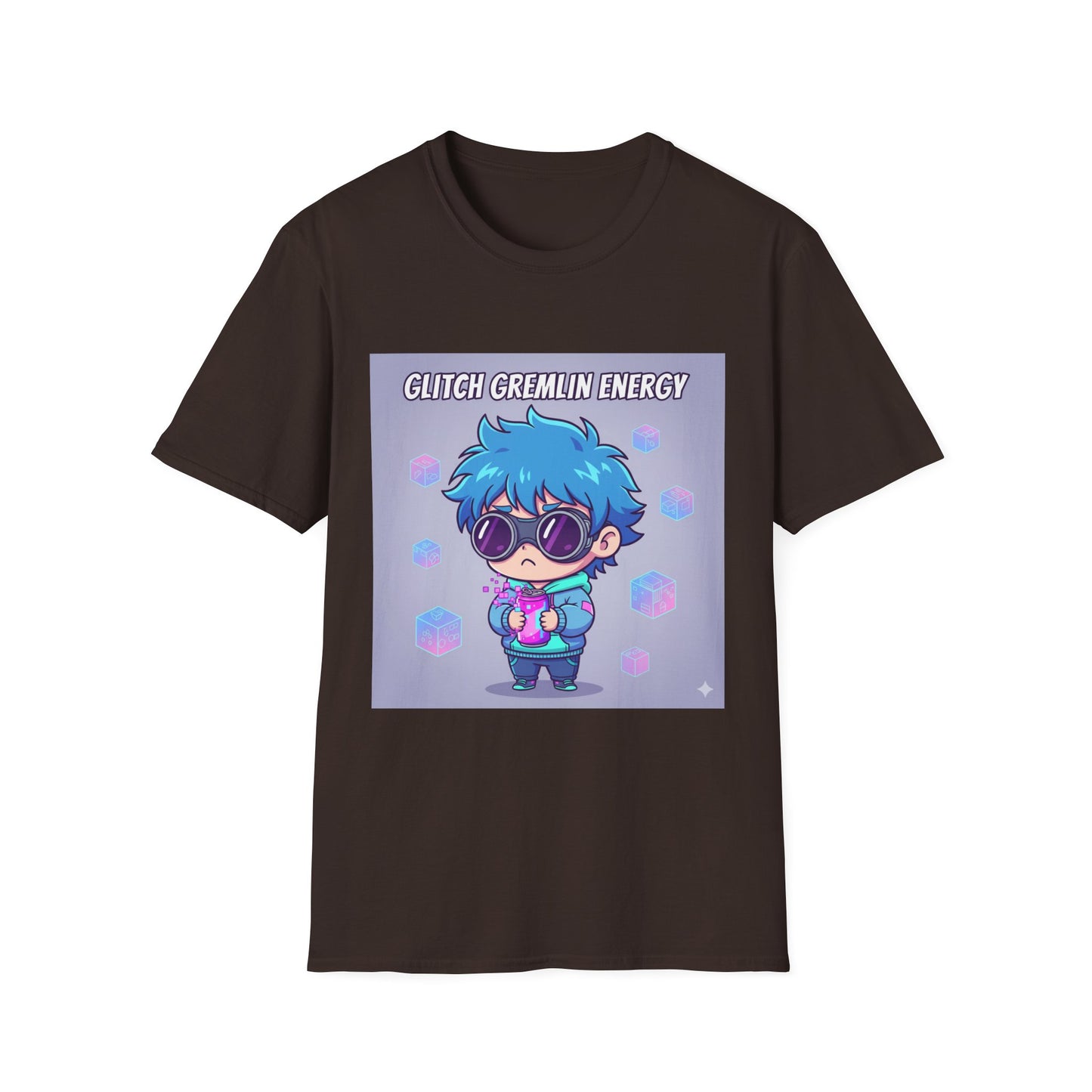 Chibi Gamer T-Shirt – “Glitch Gremlin Energy” | Cute Cyberpunk Streetwear Tee