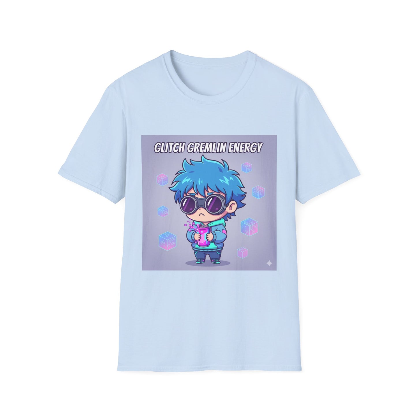 Chibi Gamer T-Shirt – “Glitch Gremlin Energy” | Cute Cyberpunk Streetwear Tee