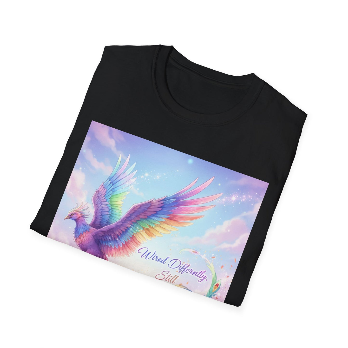 Wired Differently Still Brilliant T-Shirt | ADHD Autism Pride Tee, Rainbow Phoenix Anime Top, Neurospicy Fantasy Shirt”