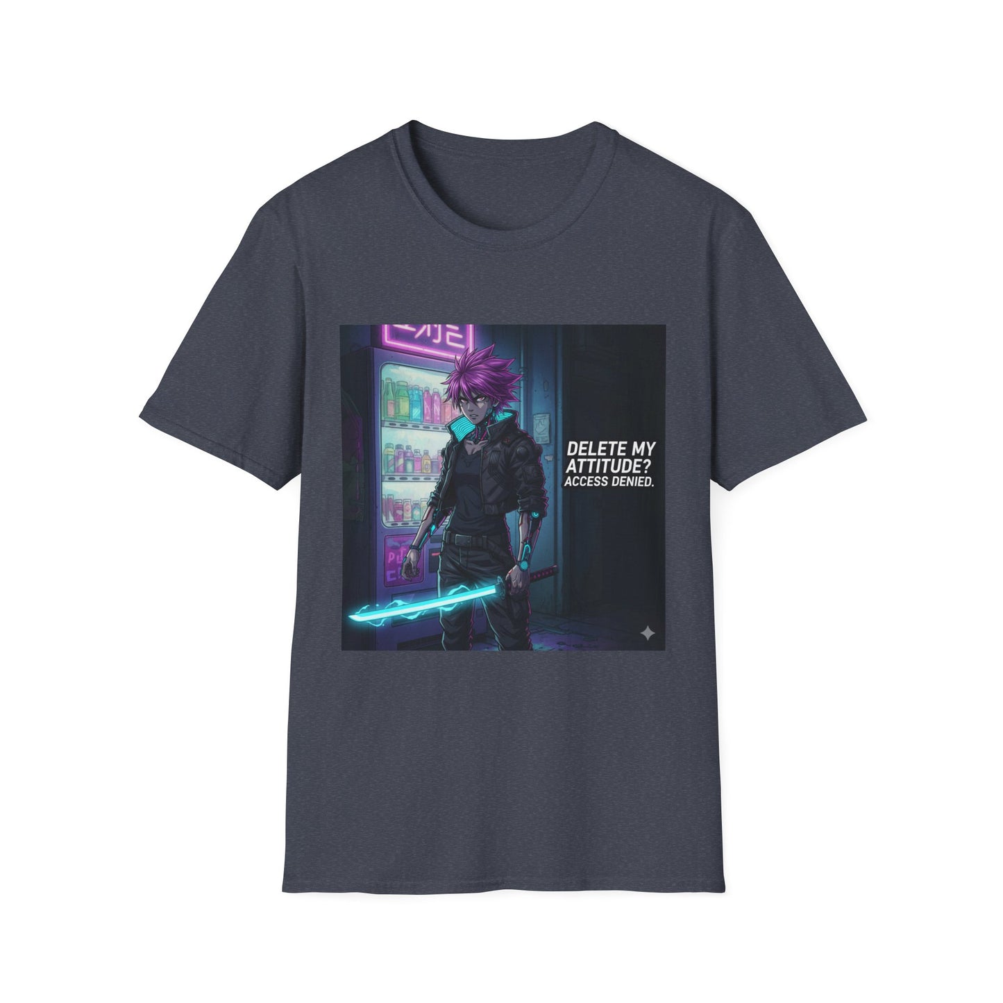 Cyberpunk Samurai T-Shirt – “Delete My Attitude? Access Denied.” | Futuristic Anime Streetwear