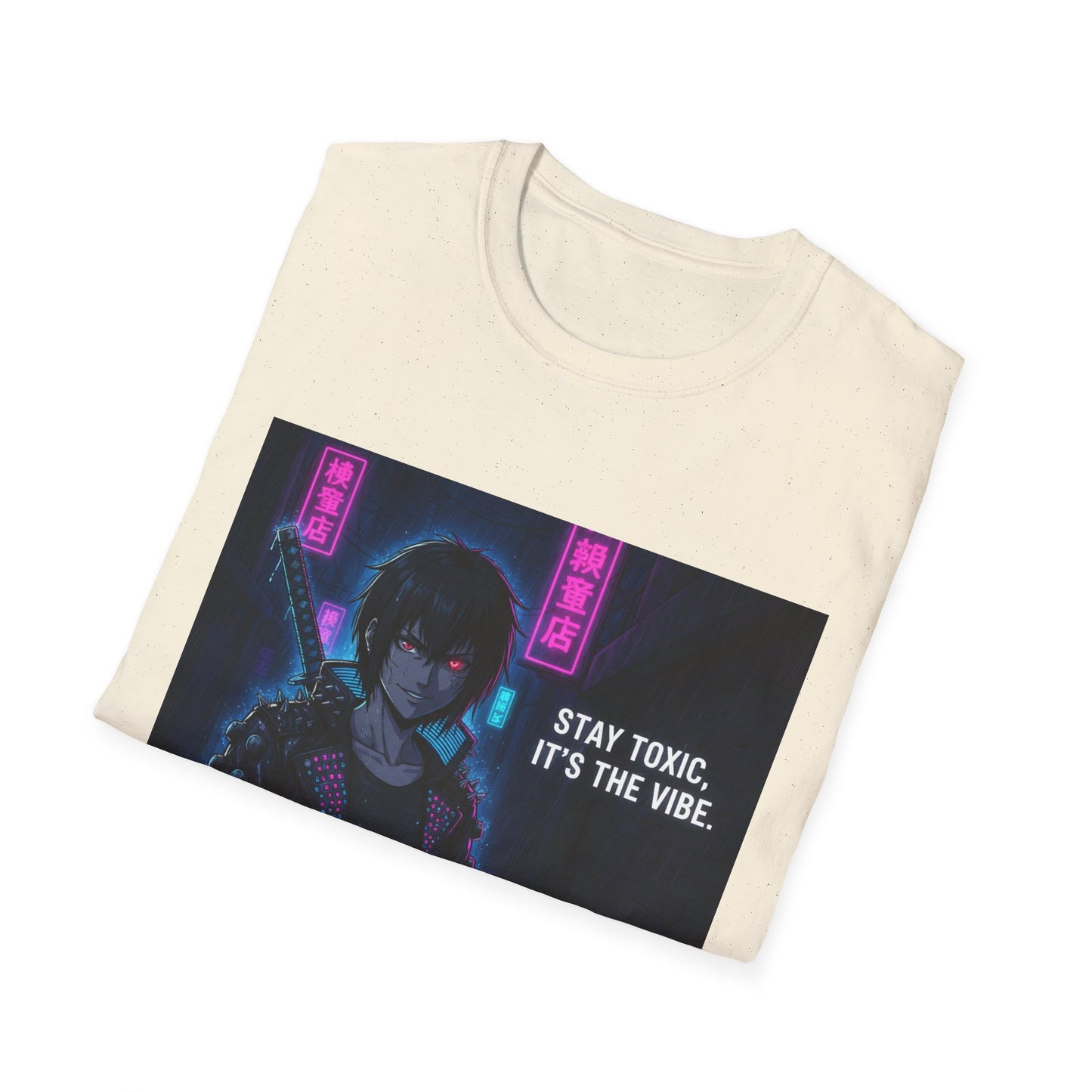 Cyberpunk Samurai T-Shirt – “Stay Toxic, It’s the Vibe” | Dark Anime Streetwear Graphic Tee