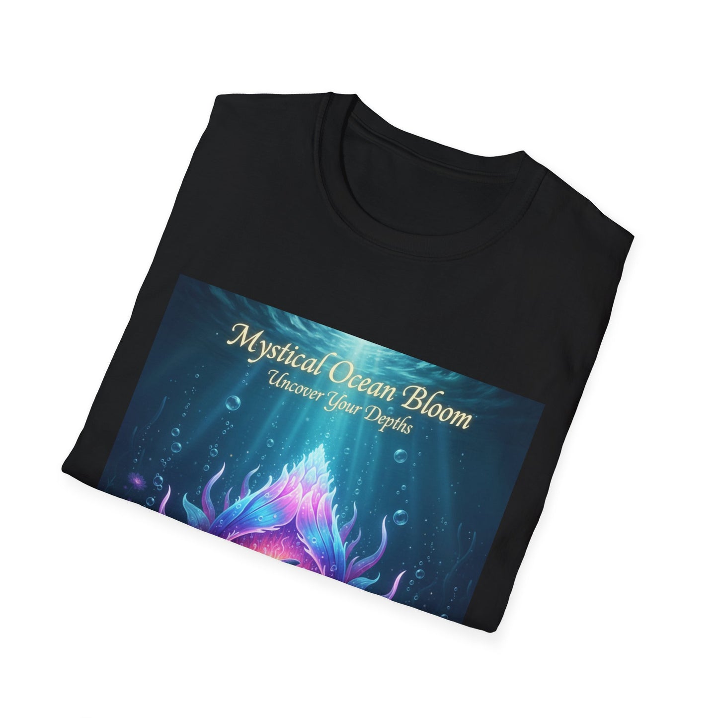 Mystical Ocean Bloom Unisex T-Shirt, Spiritual Tee, Ocean Lover Gift, Meditation Shirt, Eco-Friendly Apparel, Trendy Graphic Top