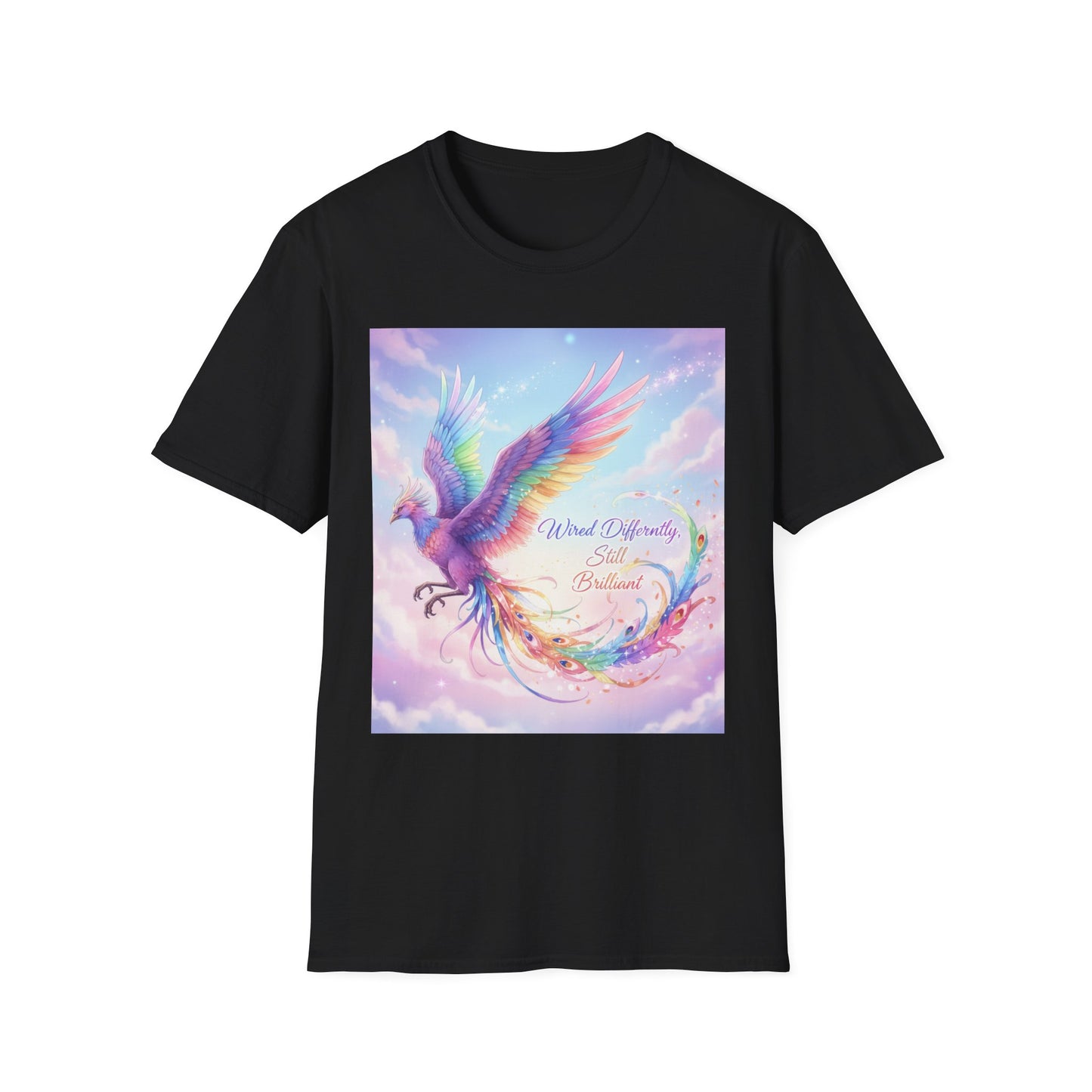 Wired Differently Still Brilliant T-Shirt | ADHD Autism Pride Tee, Rainbow Phoenix Anime Top, Neurospicy Fantasy Shirt”