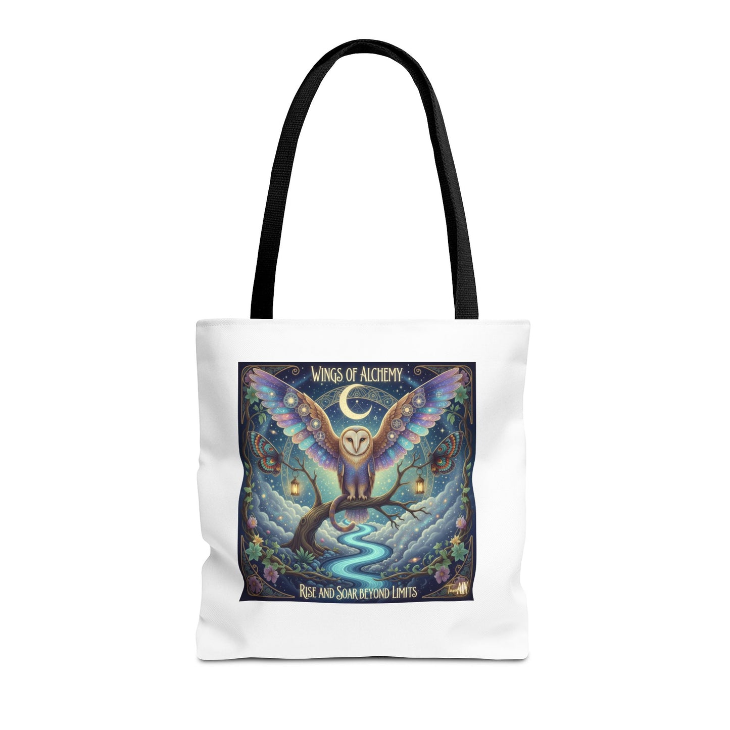 Wings of Alchemy Tote Bag, Whimsical Owl Design, Eco-Friendly Bag, Gift for Nature Lovers, Boho Style Shopping Bag