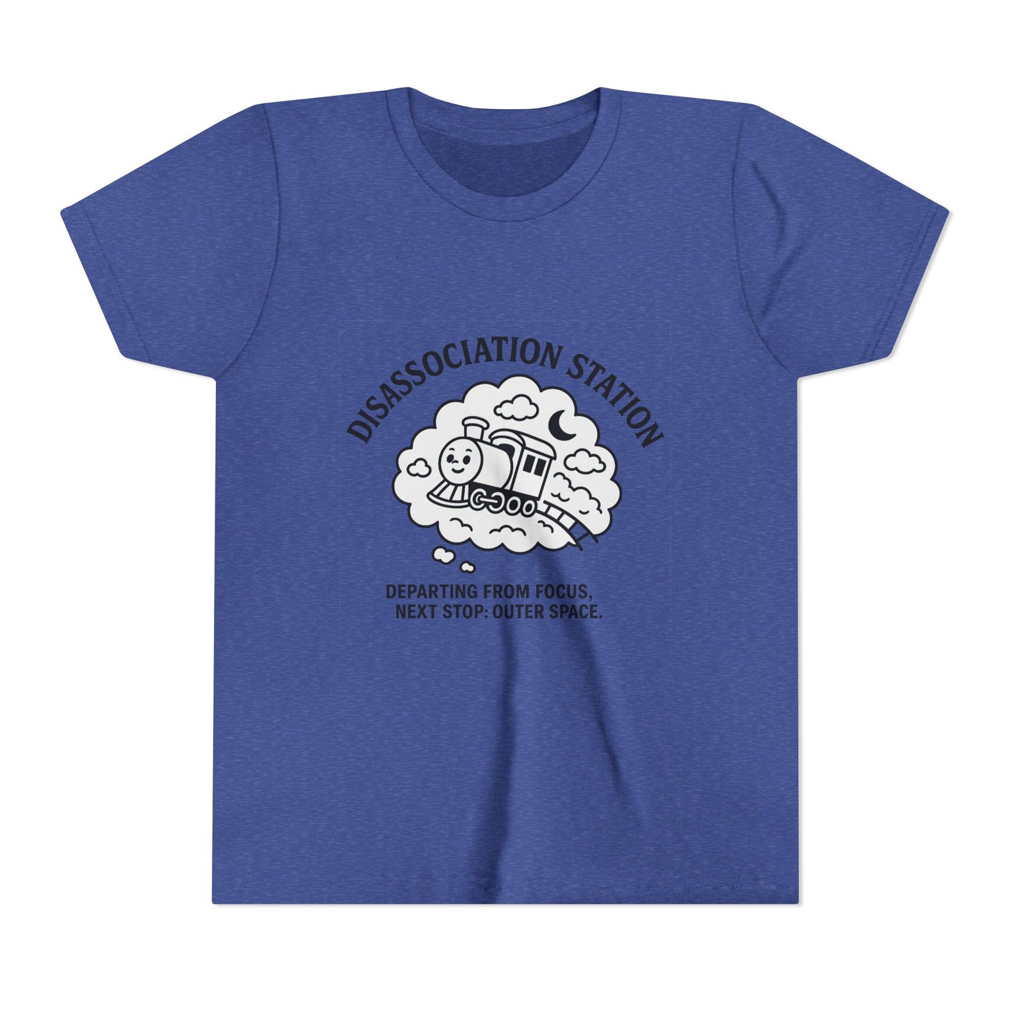 Disassociation Station Kids Tee - Fun Train Graphic, Youth Short Sleeve Shirt, Gift for Kids, Casual Everyday Wear, Cool Summer Top