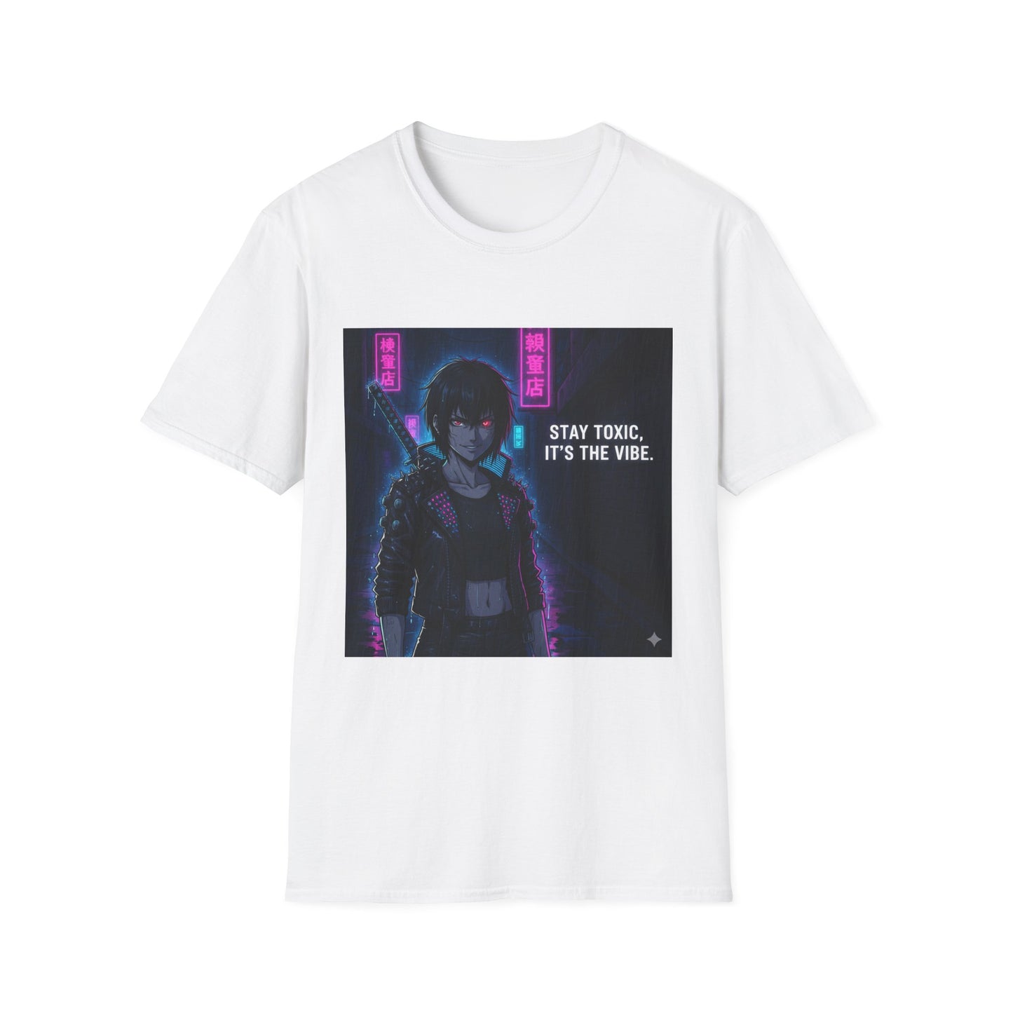 Cyberpunk Samurai T-Shirt – “Stay Toxic, It’s the Vibe” | Dark Anime Streetwear Graphic Tee