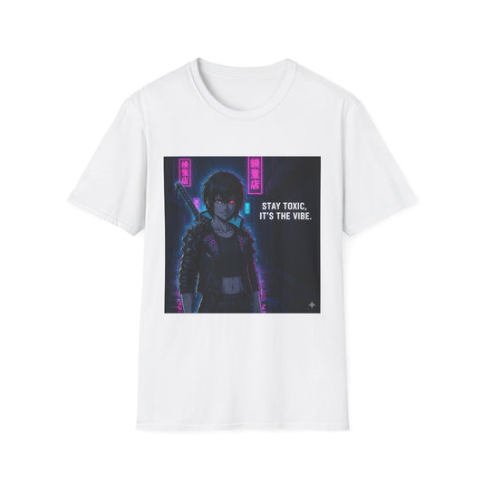 Cyberpunk Samurai T-Shirt – “Stay Toxic, It’s the Vibe” | Dark Anime Streetwear Graphic Tee