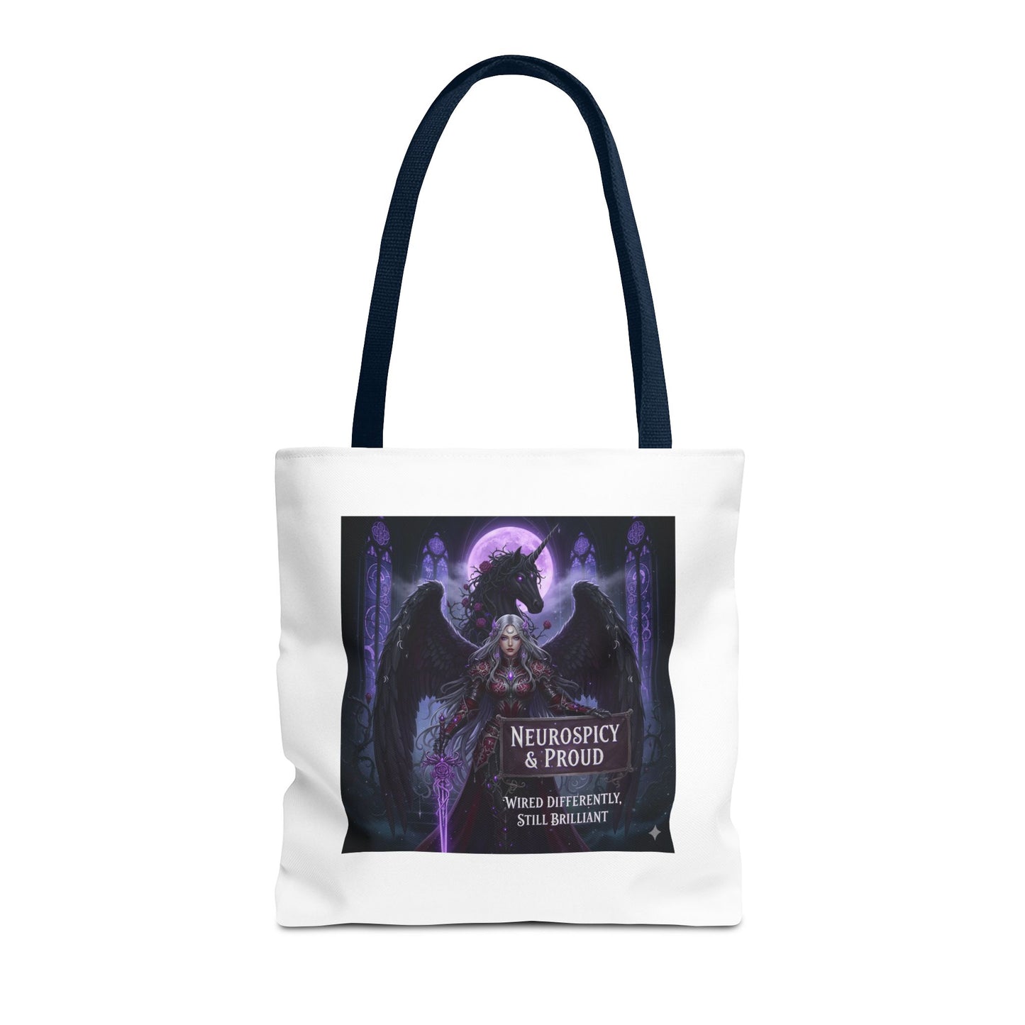 Empowering Gothic Fantasy Tote Bag – Angelic Warrior Artwork