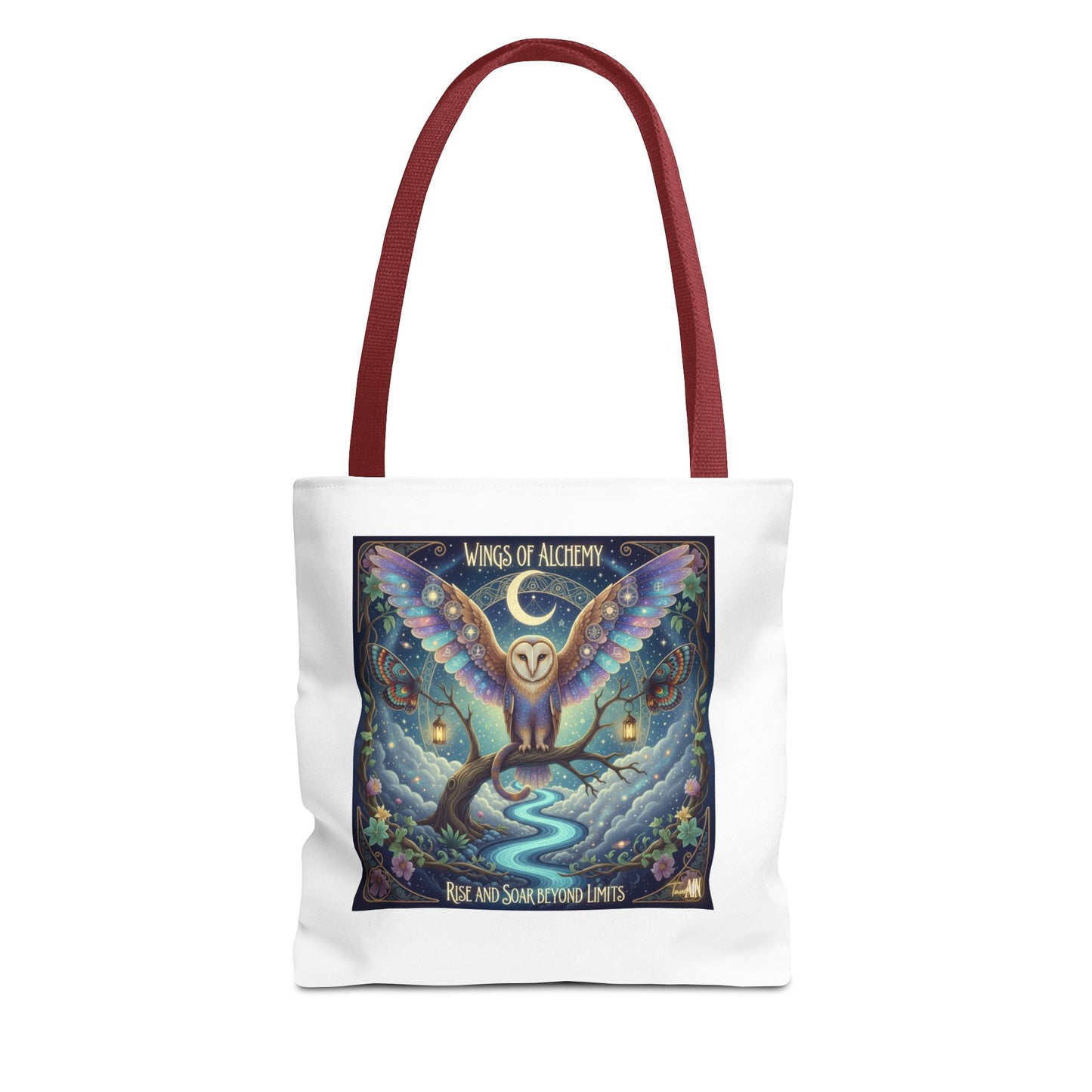 Wings of Alchemy Tote Bag, Whimsical Owl Design, Eco-Friendly Bag, Gift for Nature Lovers, Boho Style Shopping Bag
