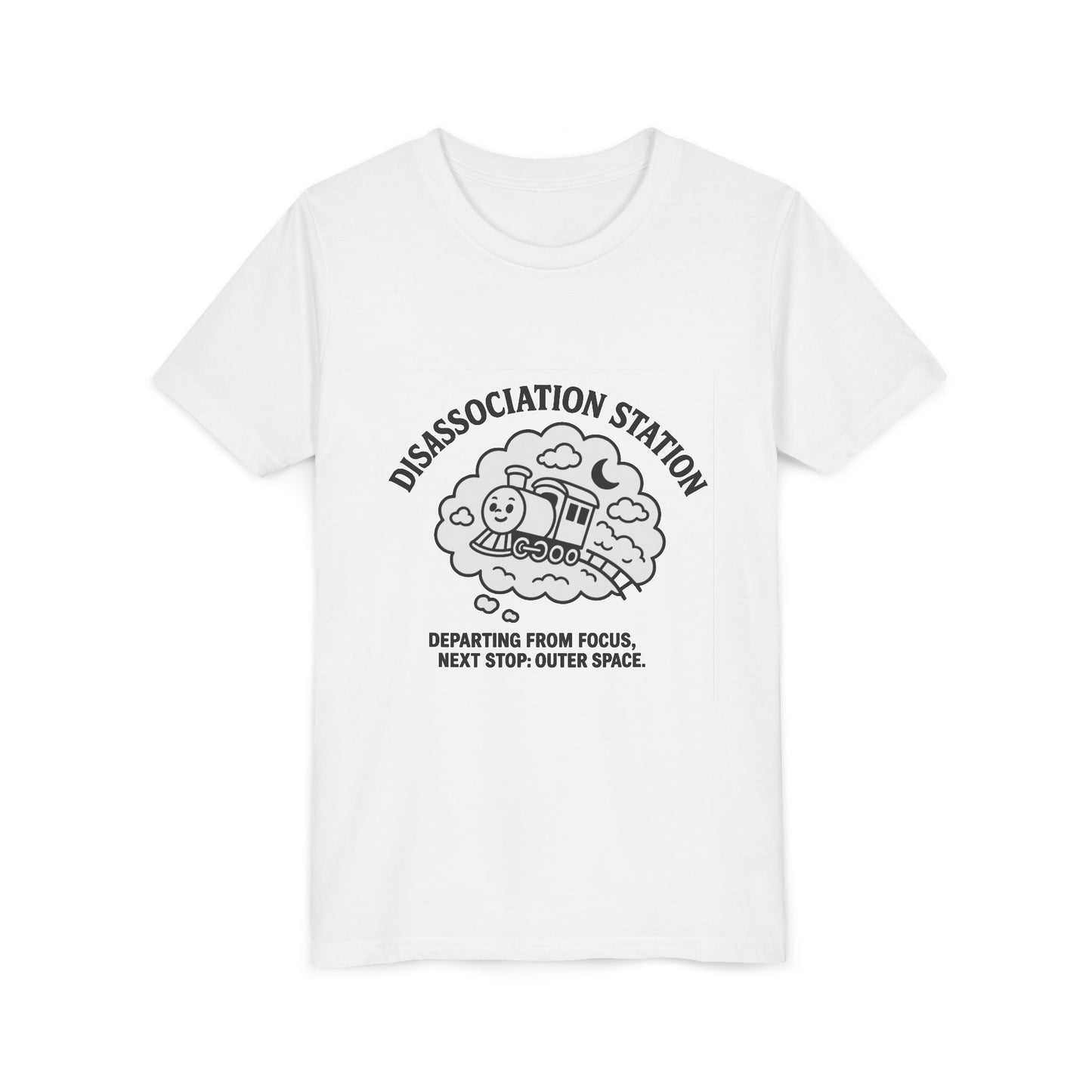 Disassociation Station Kids Tee - Fun Train Graphic, Youth Short Sleeve Shirt, Gift for Kids, Casual Everyday Wear, Cool Summer Top