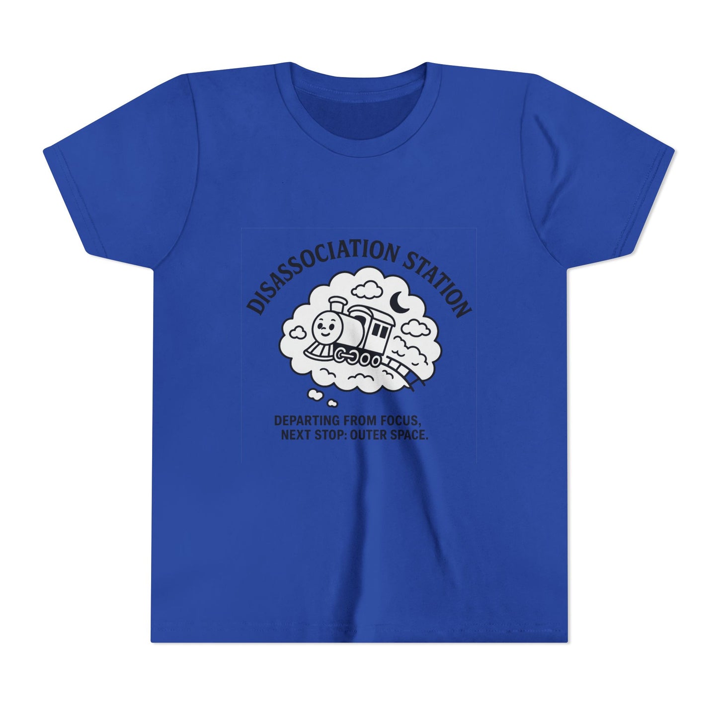 Disassociation Station Kids Tee - Fun Train Graphic, Youth Short Sleeve Shirt, Gift for Kids, Casual Everyday Wear, Cool Summer Top