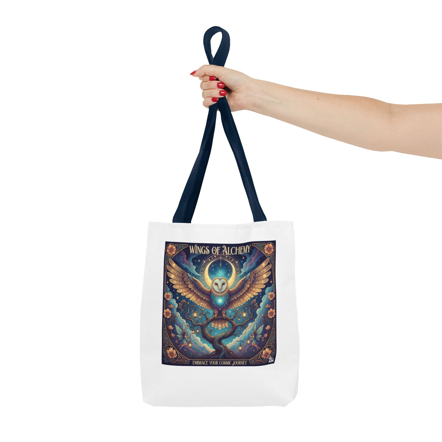 Mystical Owl Tote Bag, Boho Chic Tote, Alchemy Art Handbag, Gift for Nature Lovers, Eco-Friendly Shopping Bag