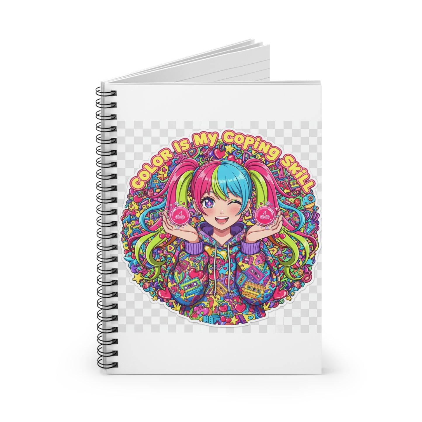 Colorful Coping Skills Spiral Notebook | Trendy Journaling, Stationery Gift, Art Therapy Accessory, Mental Health Support