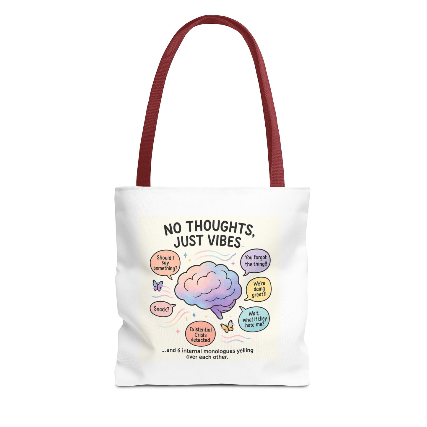 Vibrant Tote Bag - No Thoughts, Just Vibes, Fun Canvas Bag, Everyday Tote, Gift for Friends, Casual Outings, Beach Bag