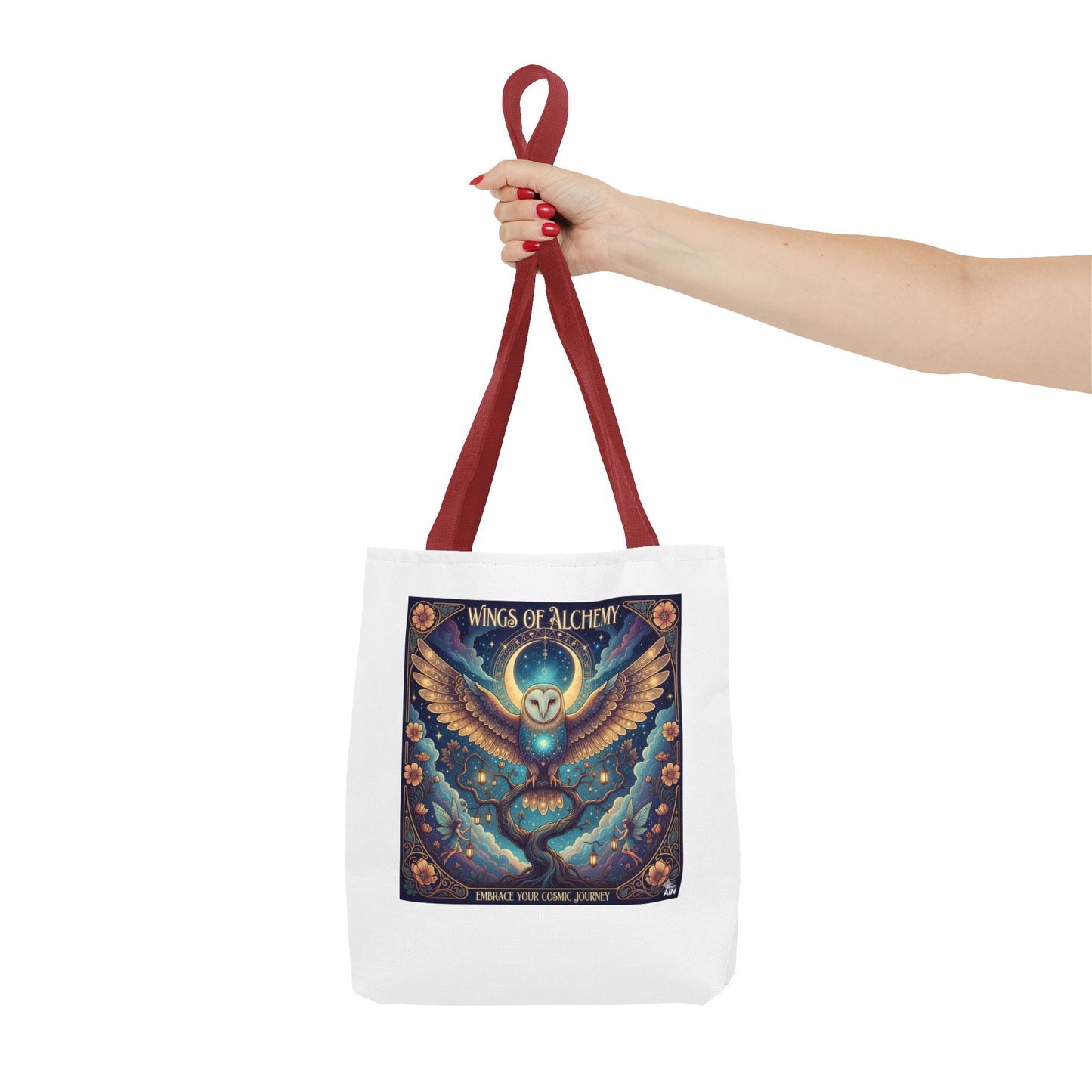 Mystical Owl Tote Bag, Boho Chic Tote, Alchemy Art Handbag, Gift for Nature Lovers, Eco-Friendly Shopping Bag