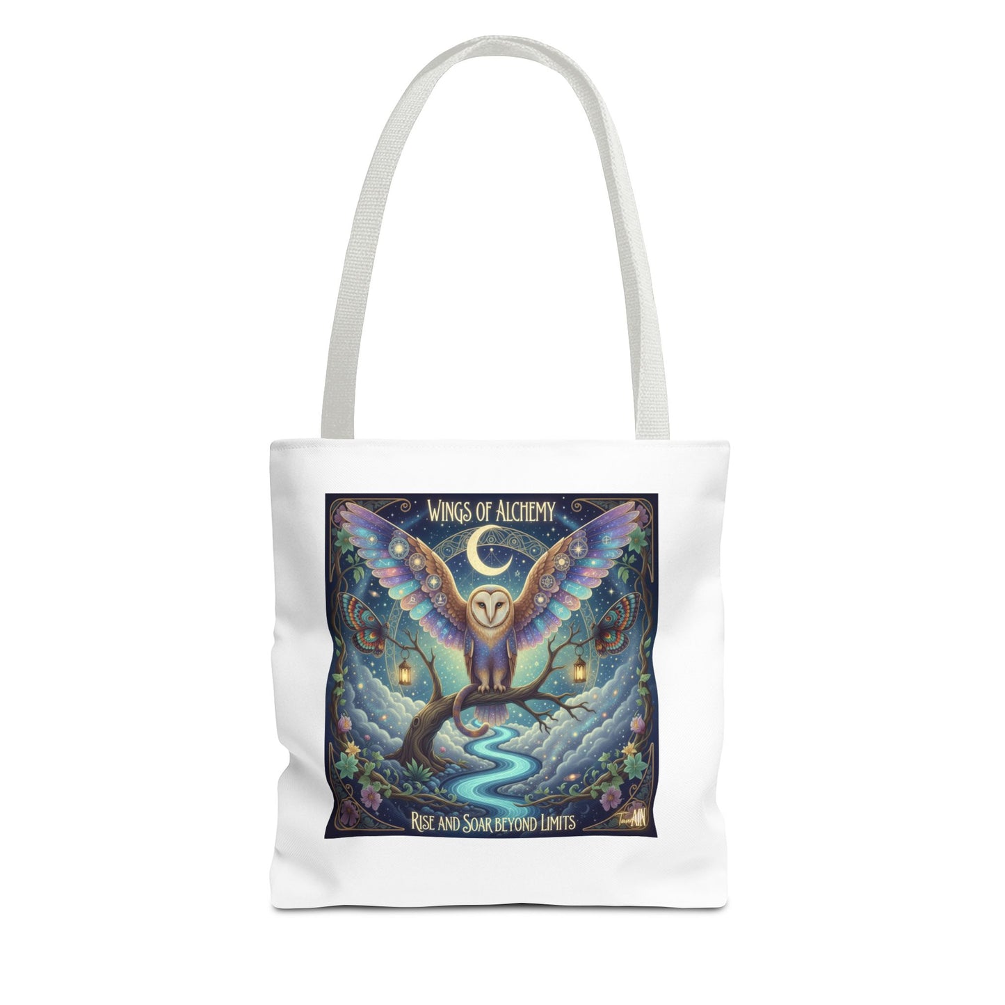 Wings of Alchemy Tote Bag, Whimsical Owl Design, Eco-Friendly Bag, Gift for Nature Lovers, Boho Style Shopping Bag