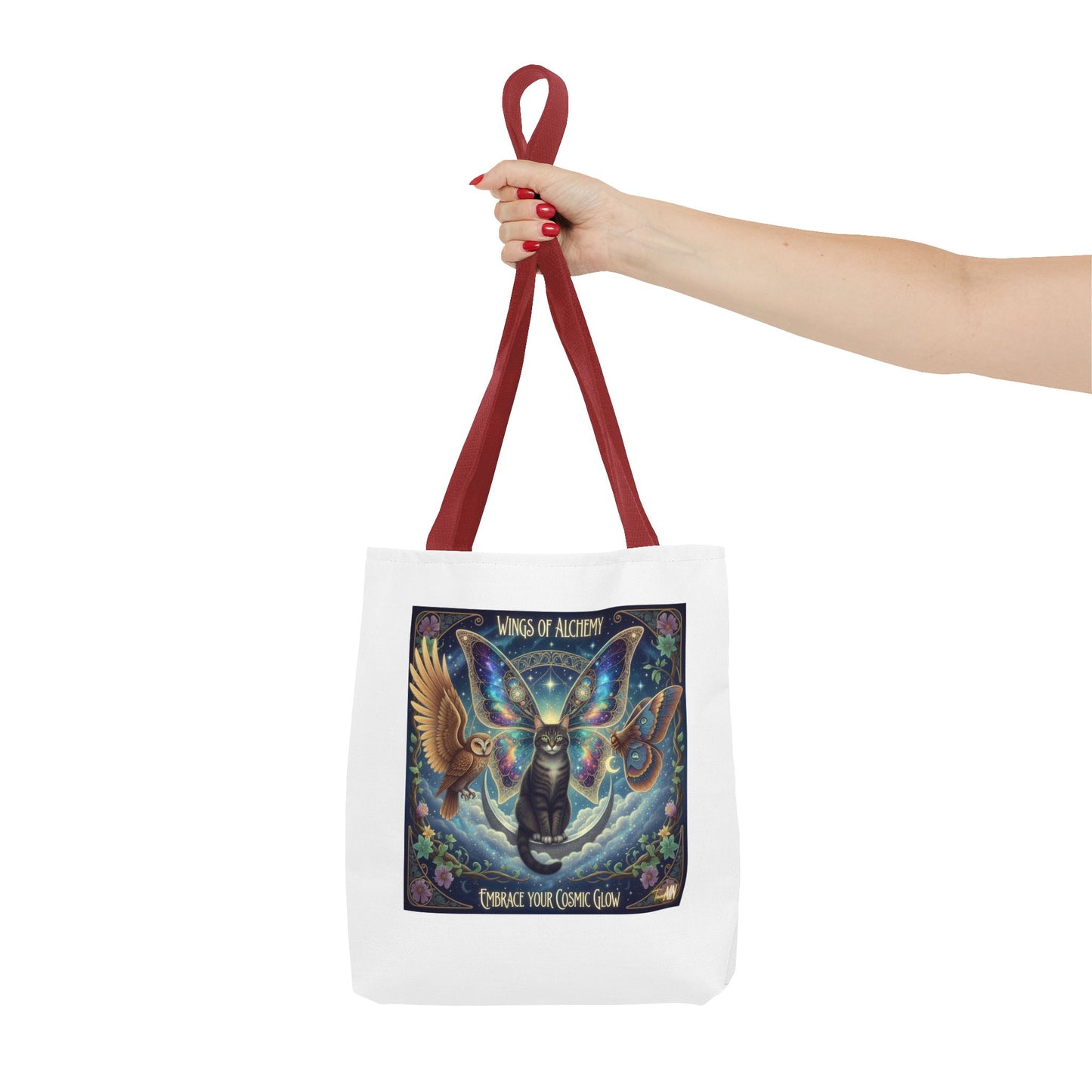 Mystical Cat Tote Bag - Wings of Alchemy, Perfect for Gifts, Shopping, Eco-Friendly Use, Festival Companion, Art Lovers