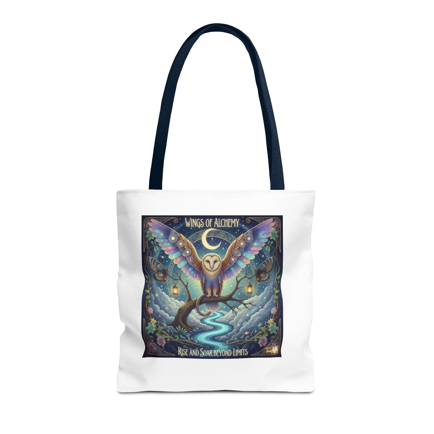 Wings of Alchemy Tote Bag, Whimsical Owl Design, Eco-Friendly Bag, Gift for Nature Lovers, Boho Style Shopping Bag