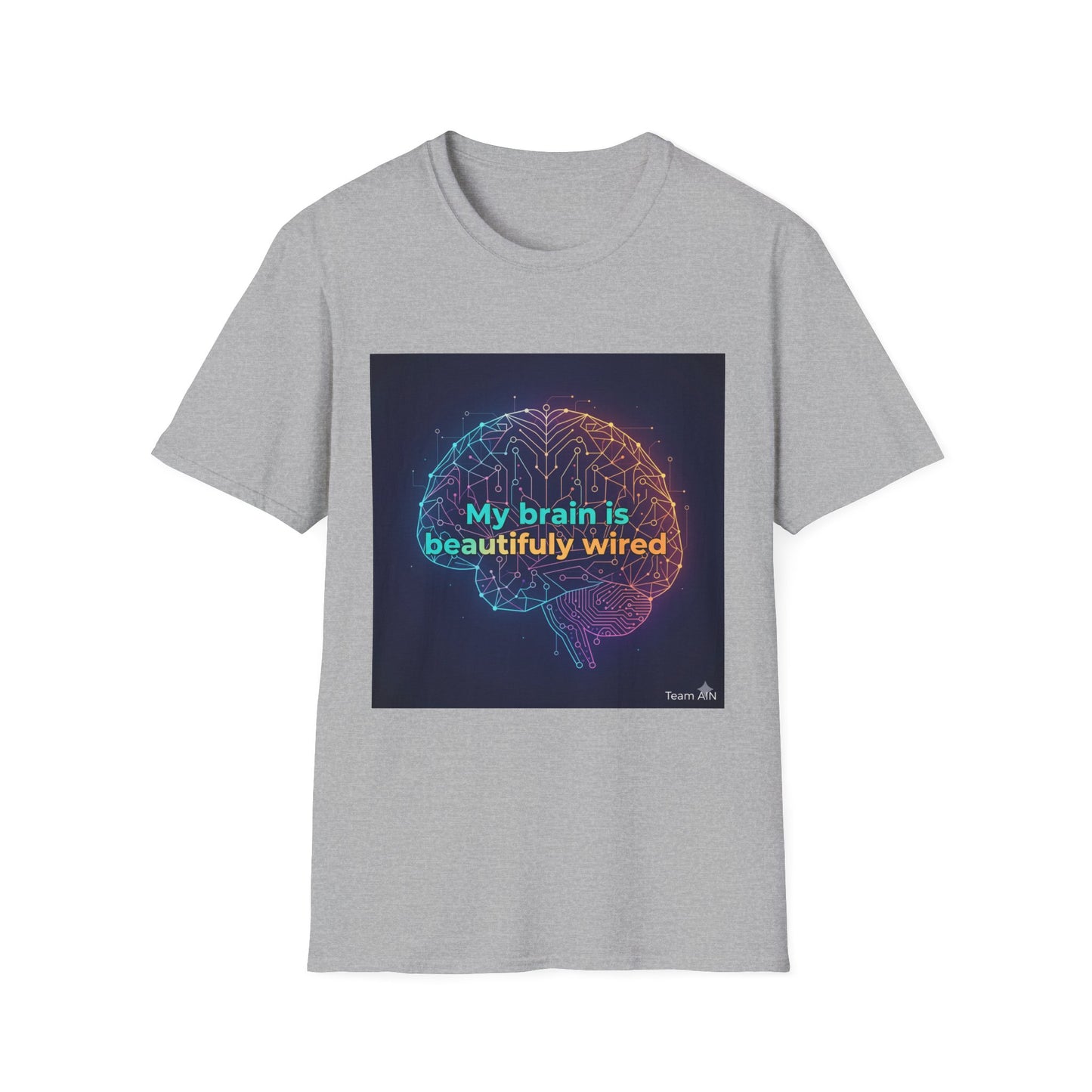 "My Brain Is Beautifully Wired" Neurodiversity T-Shirt – Circuit Brain Design on White Tee