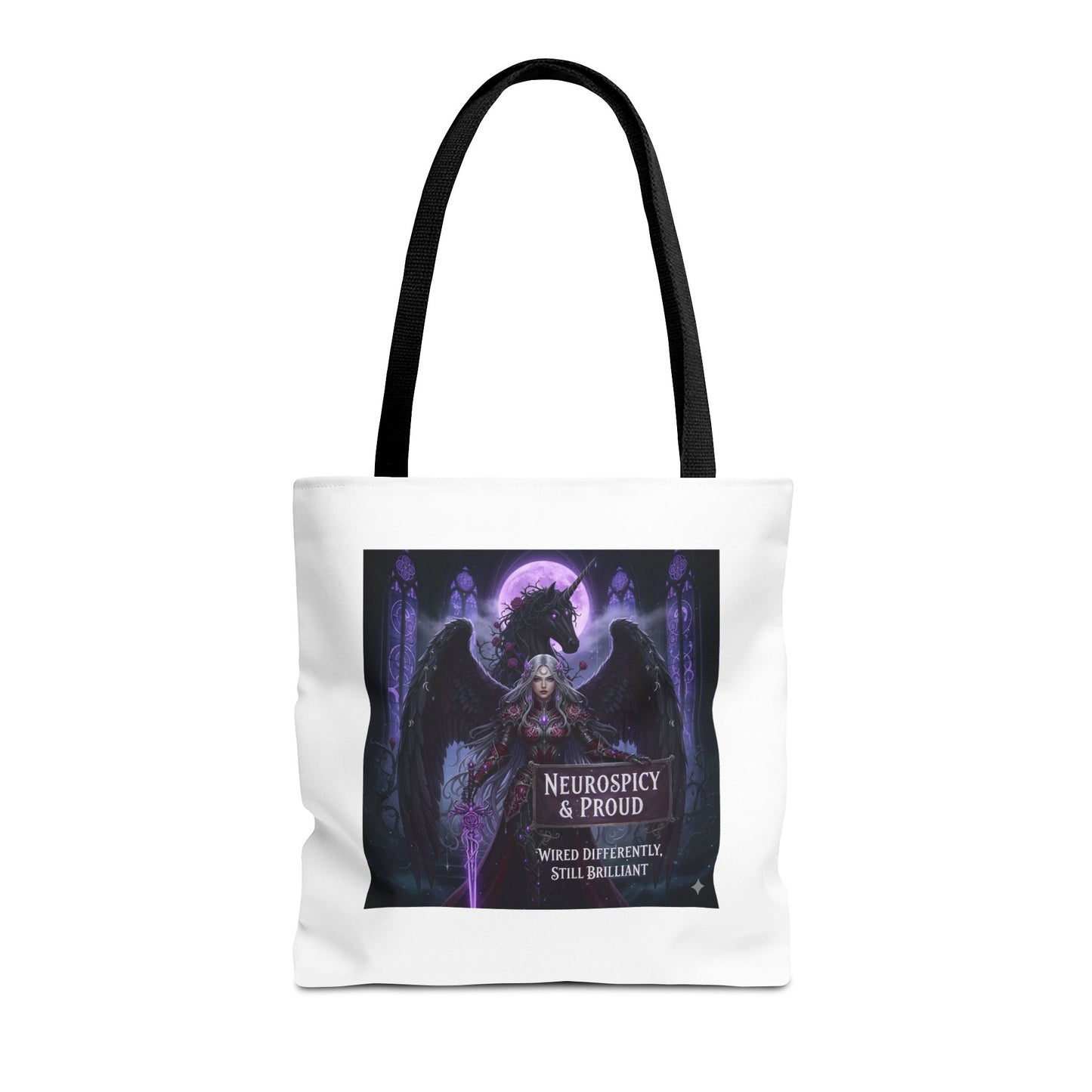 Empowering Gothic Fantasy Tote Bag – Angelic Warrior Artwork