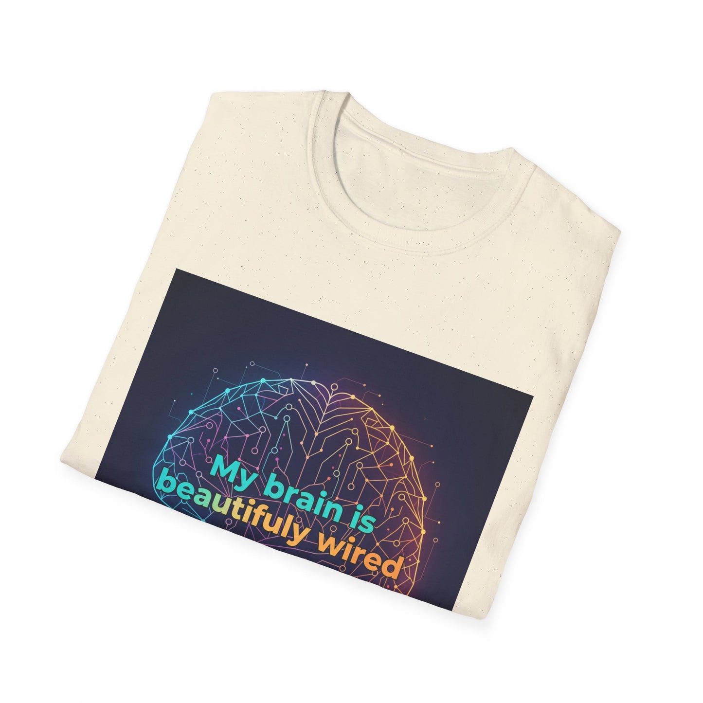 "My Brain Is Beautifully Wired" Neurodiversity T-Shirt – Circuit Brain Design on White Tee