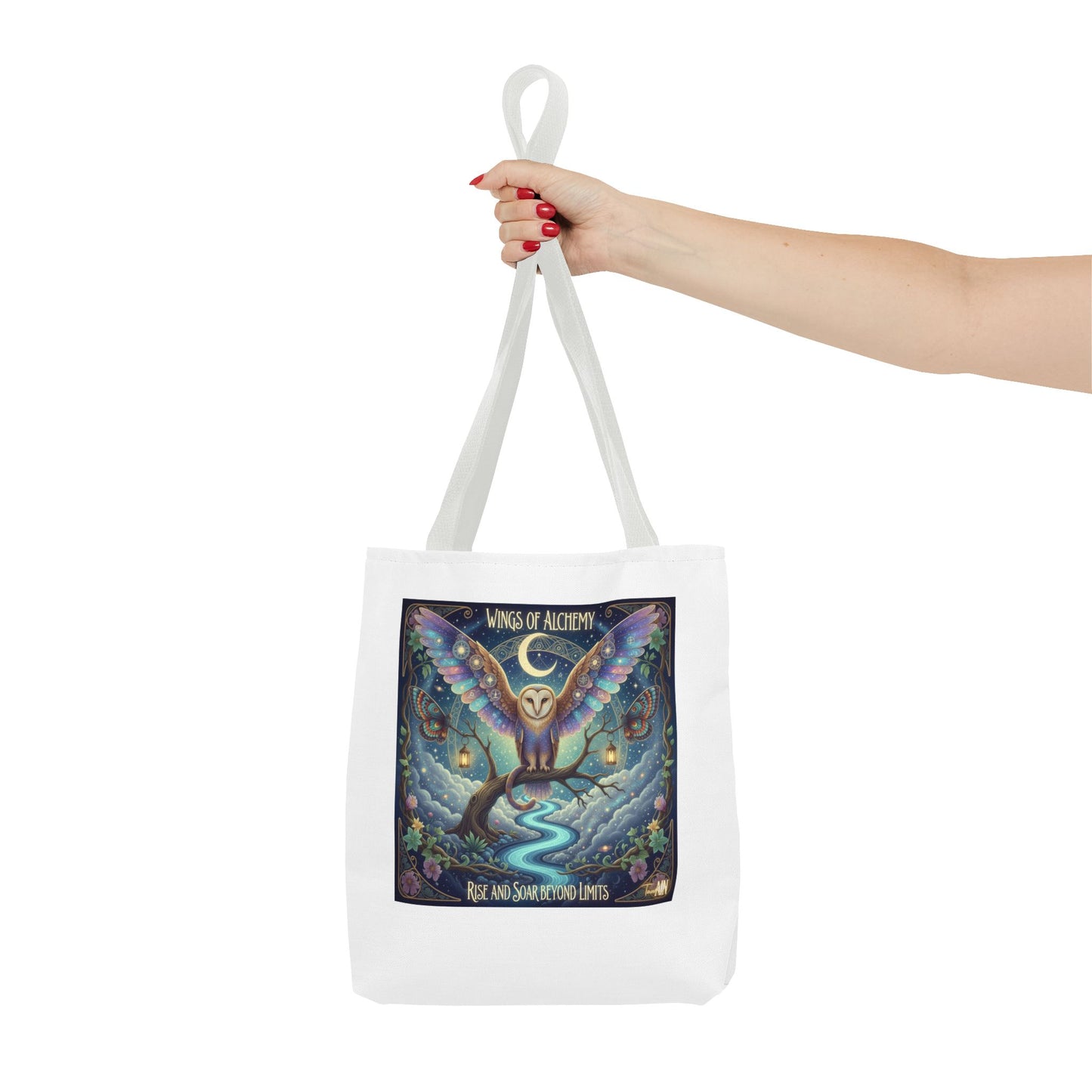 Wings of Alchemy Tote Bag, Whimsical Owl Design, Eco-Friendly Bag, Gift for Nature Lovers, Boho Style Shopping Bag