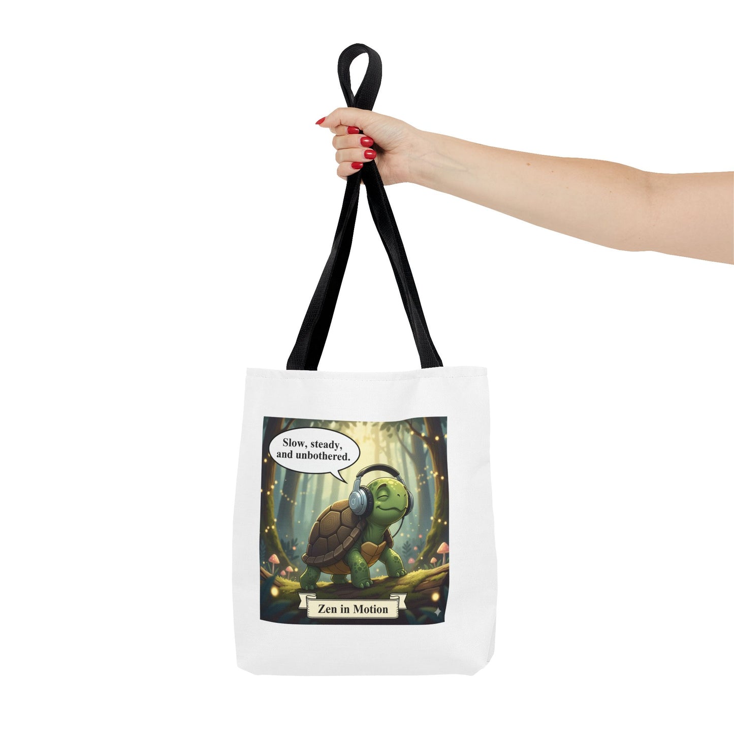 Zen Turtle Tote Bag - Slow and Steady, Inspirational Bag for Nature Lovers, Eco-Friendly Shopping, Gift for Friends, Yoga, Mindfulness
