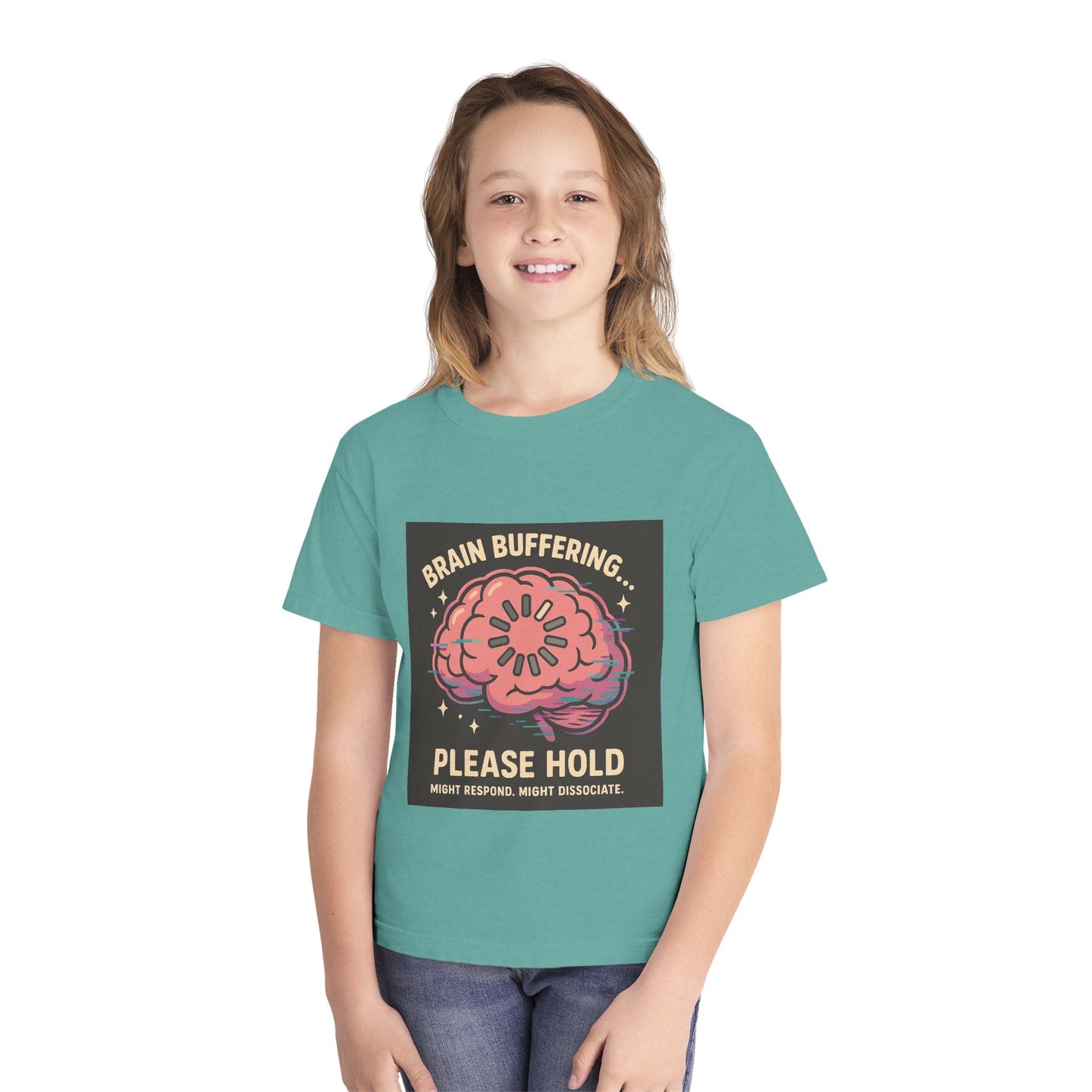 Brain Buffering Youth Tee - Fun Graphic Tee, Casual Wear, Gift for Teens, Cool Funny Shirt, Brainy Humor