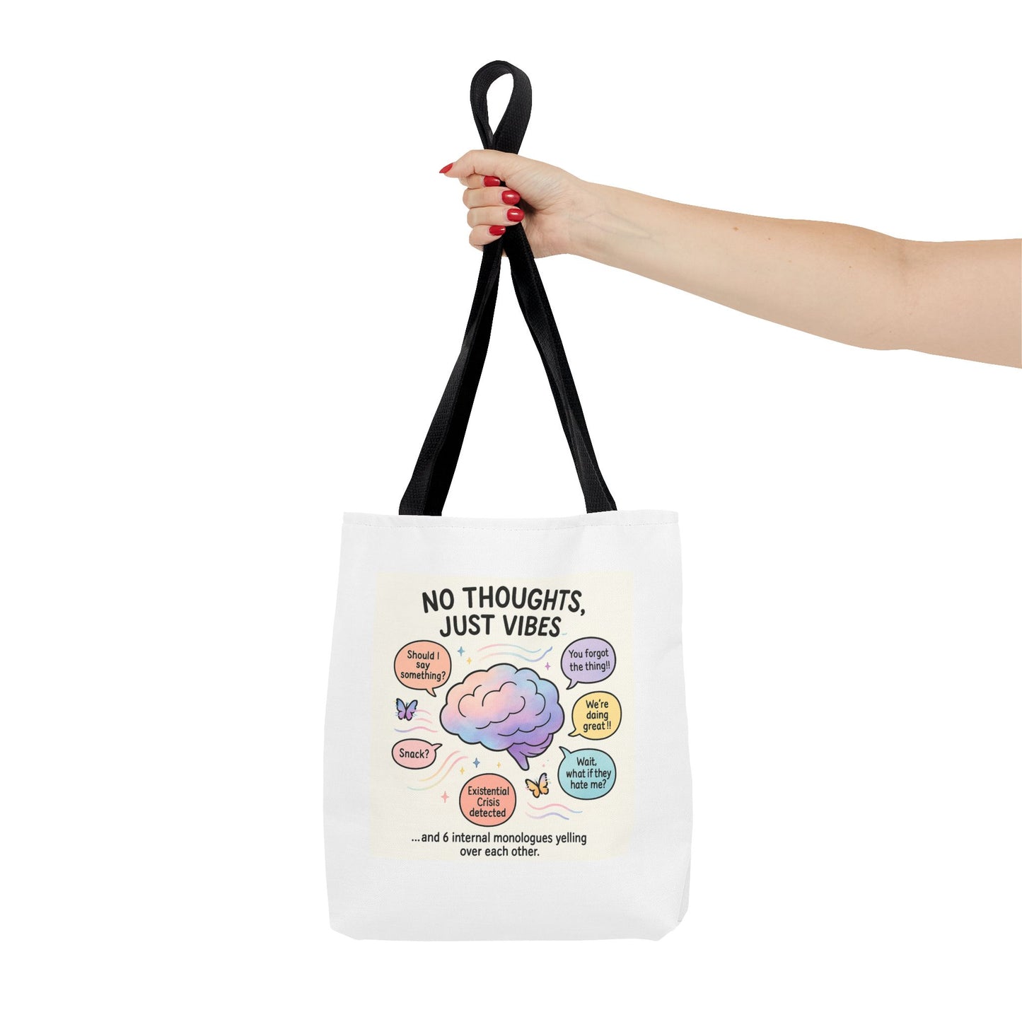 Vibrant Tote Bag - No Thoughts, Just Vibes, Fun Canvas Bag, Everyday Tote, Gift for Friends, Casual Outings, Beach Bag