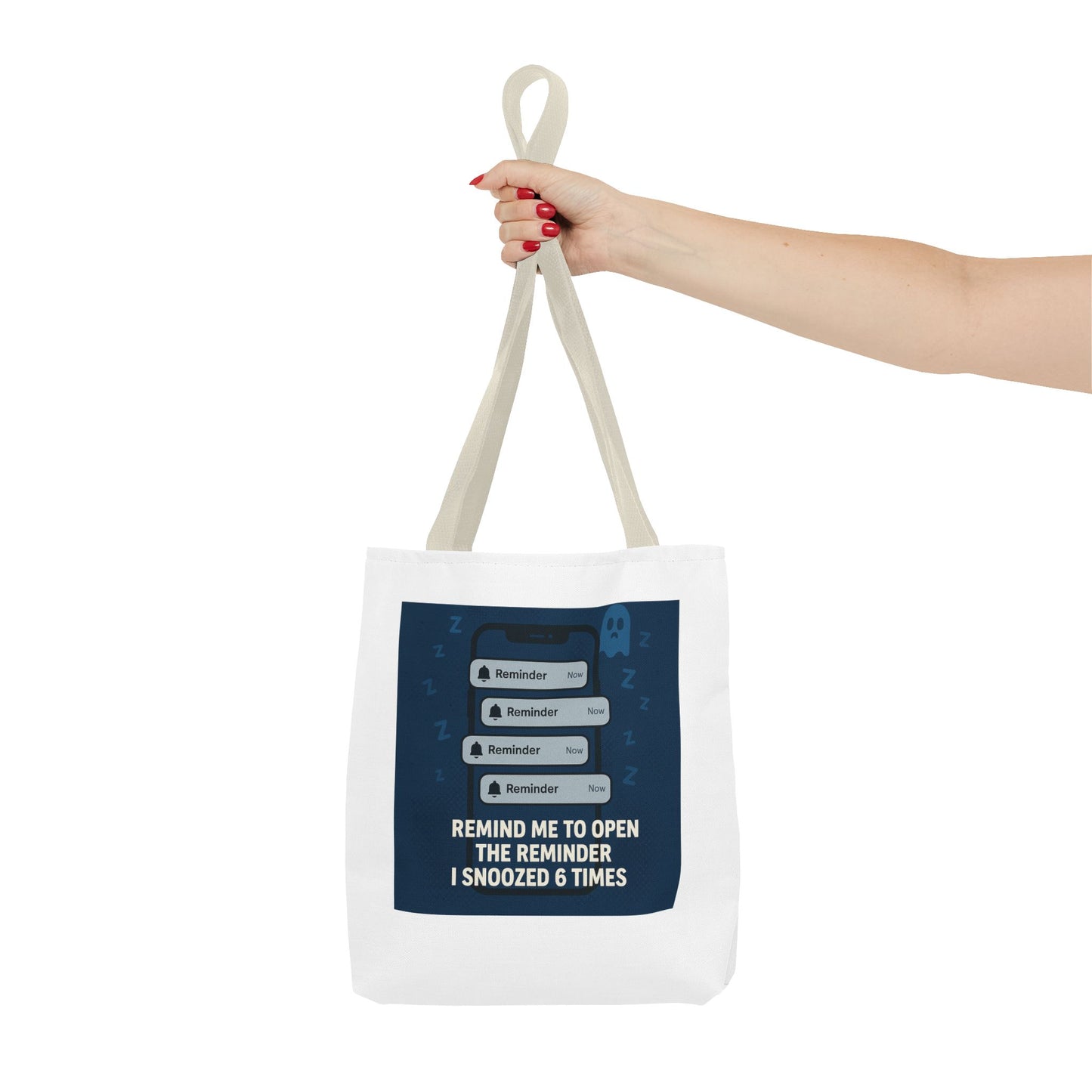 Sleepy Reminder Tote Bag with Fun Snooze Design, Funny Gift for Night Owls, Perfect for School, Work, or Everyday Use