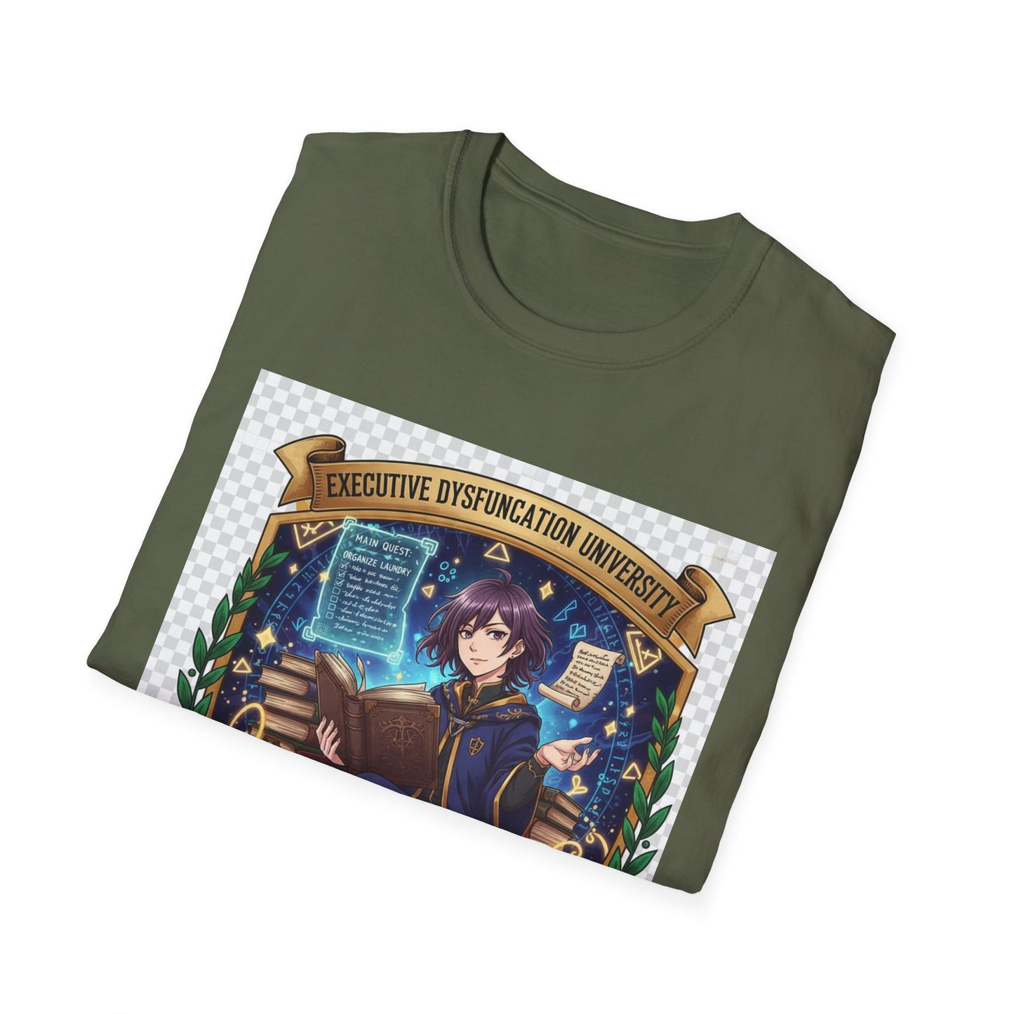 Executive Dysfunction University T-Shirt | Anime Overthinker’s Guild Tee, ADHD Humor Shirt, Otaku Academia Pride Top