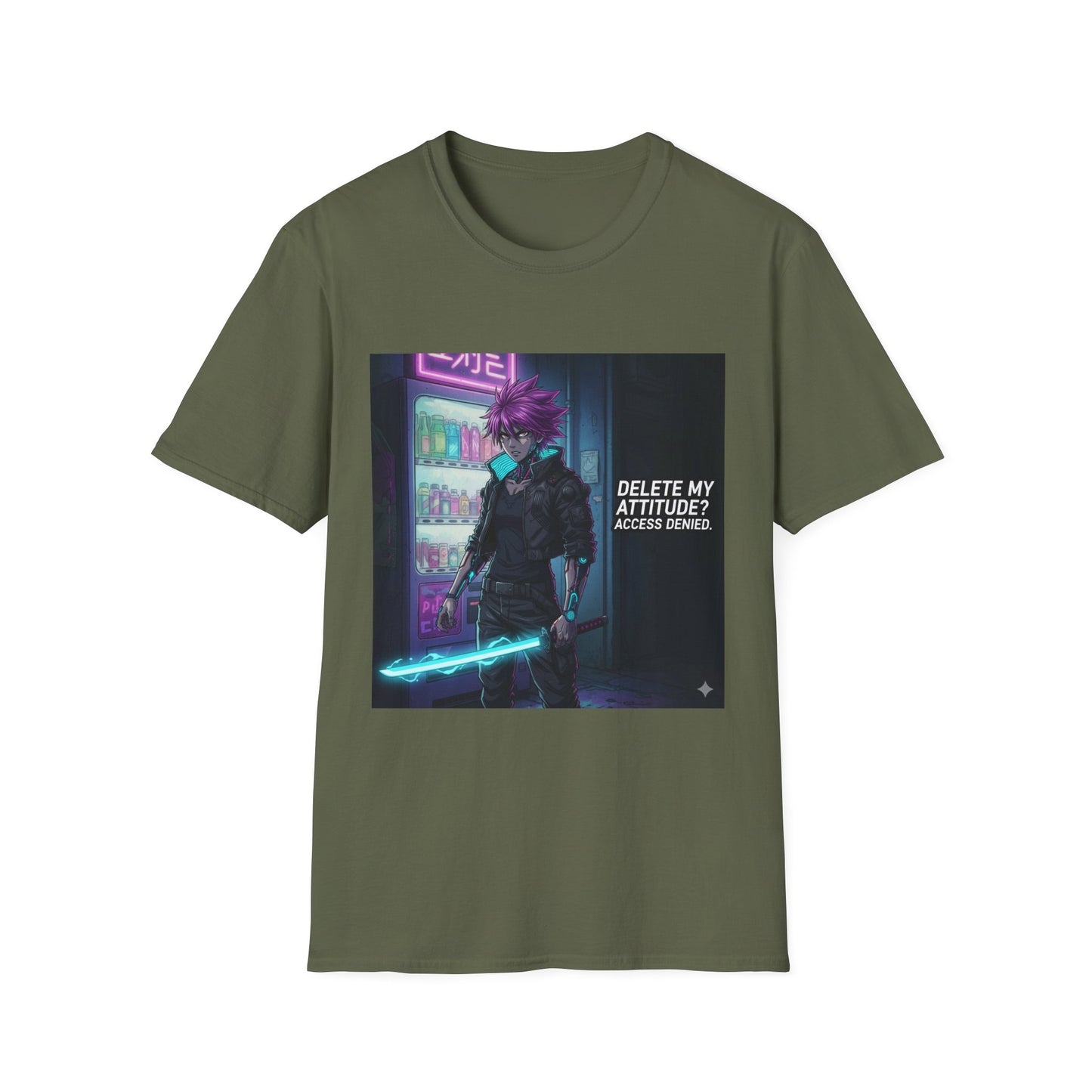 Cyberpunk Samurai T-Shirt – “Delete My Attitude? Access Denied.” | Futuristic Anime Streetwear