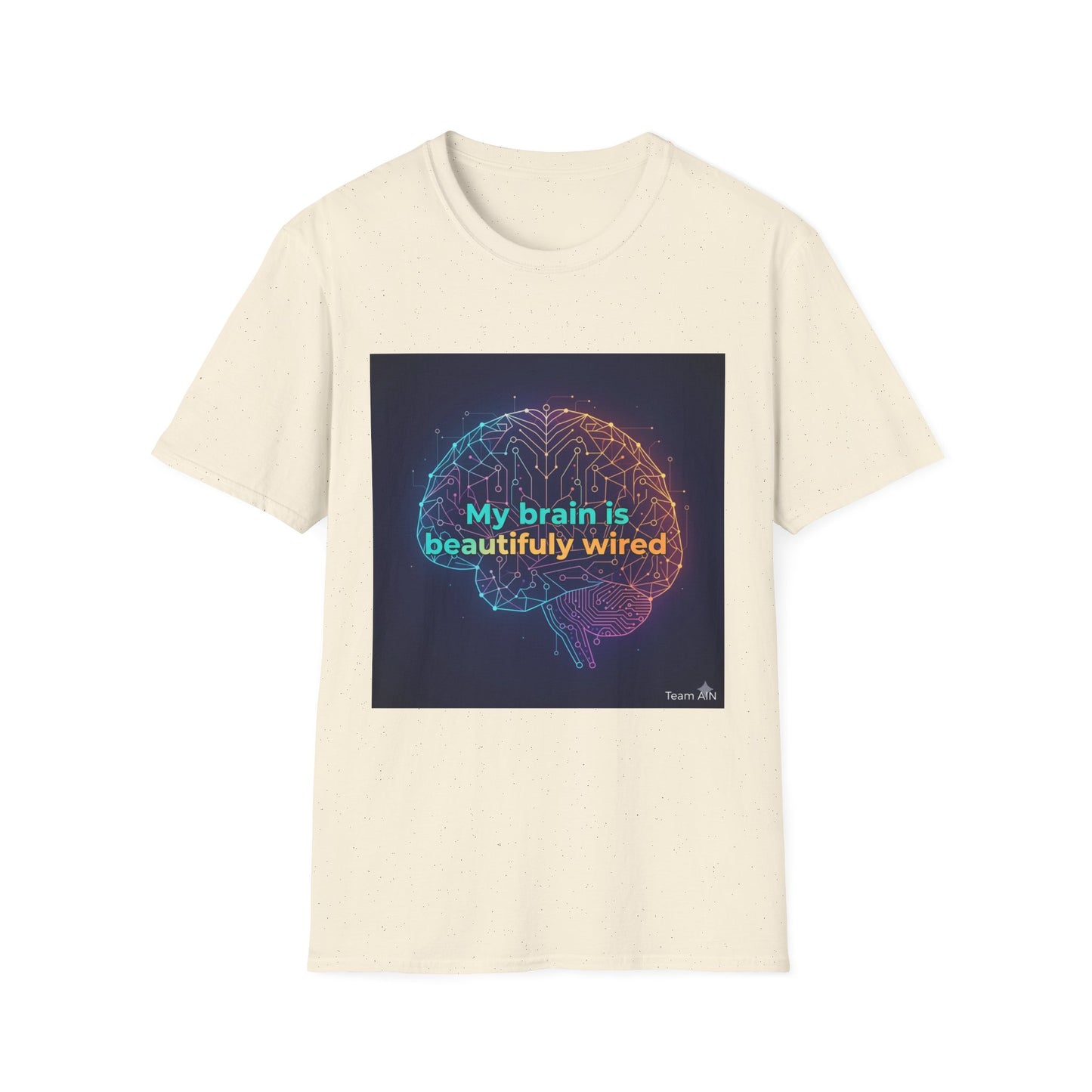 "My Brain Is Beautifully Wired" Neurodiversity T-Shirt – Circuit Brain Design on White Tee