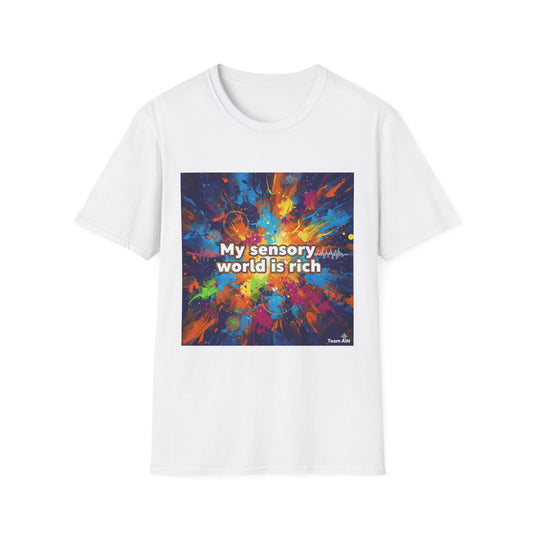 Sensory World T-Shirt - Unisex Softstyle Tee for Art Lovers, Gifts for Artists, Mindfulness Wear, Colorful Statement Shirt, Relaxed [...]