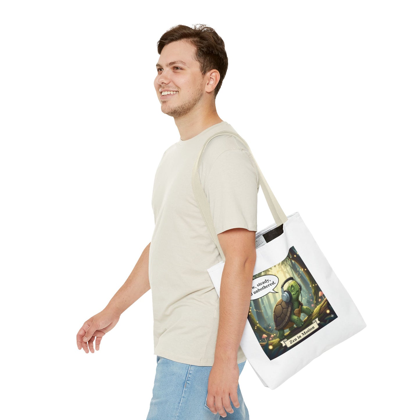 Zen Turtle Tote Bag - Slow and Steady, Inspirational Bag for Nature Lovers, Eco-Friendly Shopping, Gift for Friends, Yoga, Mindfulness
