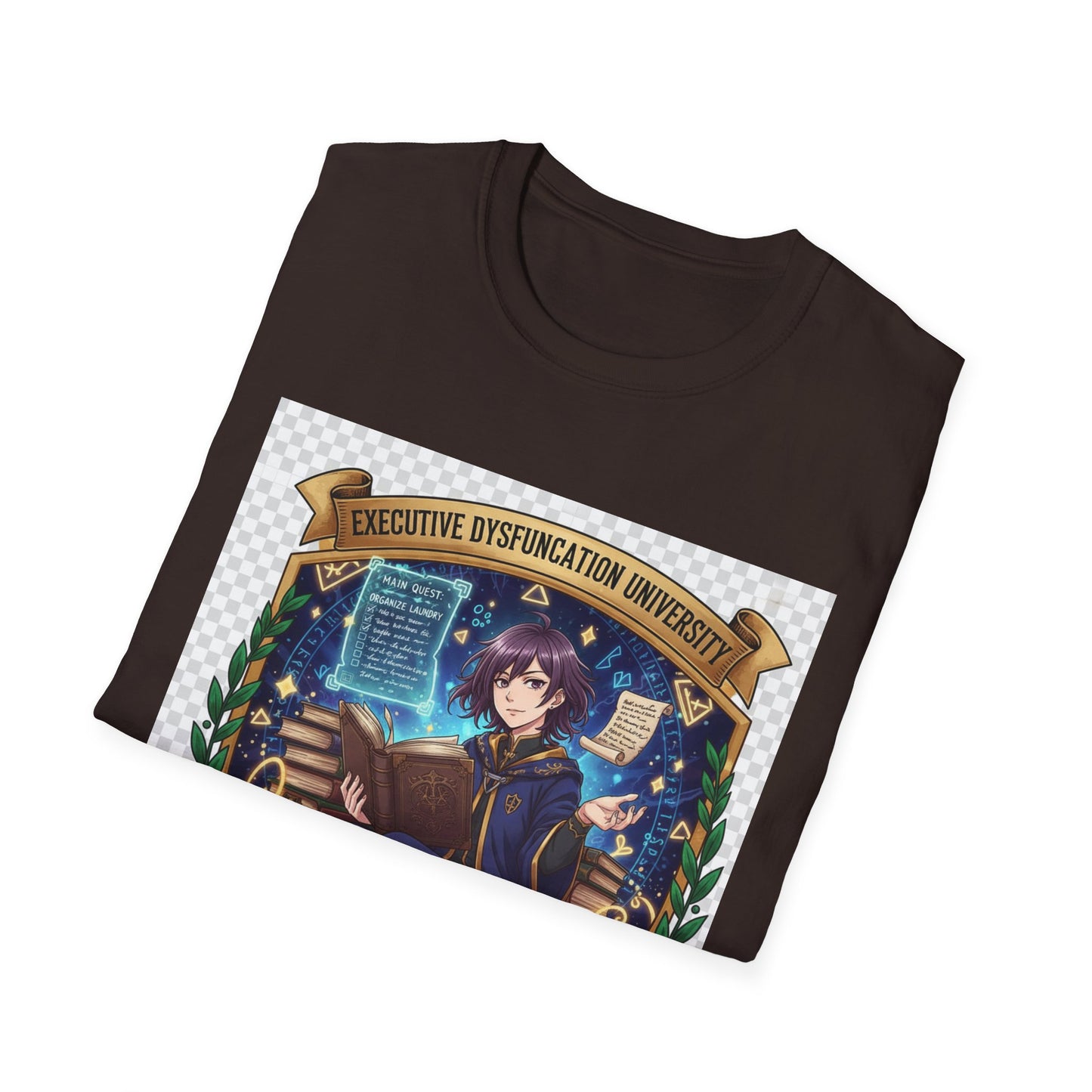 Executive Dysfunction University T-Shirt | Anime Overthinker’s Guild Tee, ADHD Humor Shirt, Otaku Academia Pride Top