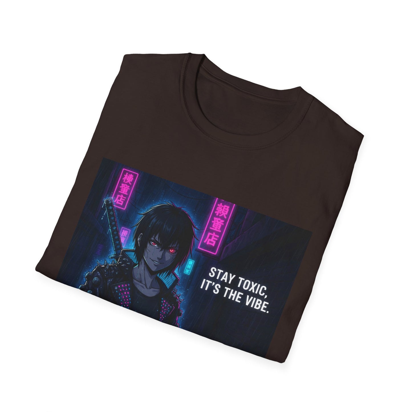 Cyberpunk Samurai T-Shirt – “Stay Toxic, It’s the Vibe” | Dark Anime Streetwear Graphic Tee
