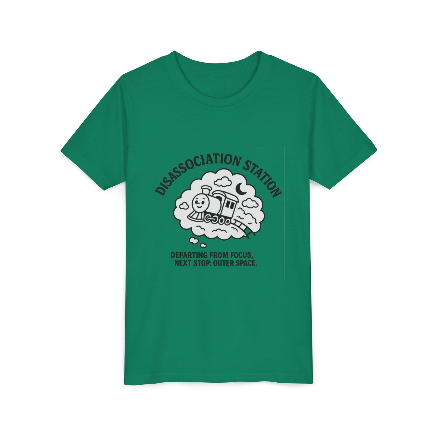 Disassociation Station Kids Tee - Fun Train Graphic, Youth Short Sleeve Shirt, Gift for Kids, Casual Everyday Wear, Cool Summer Top