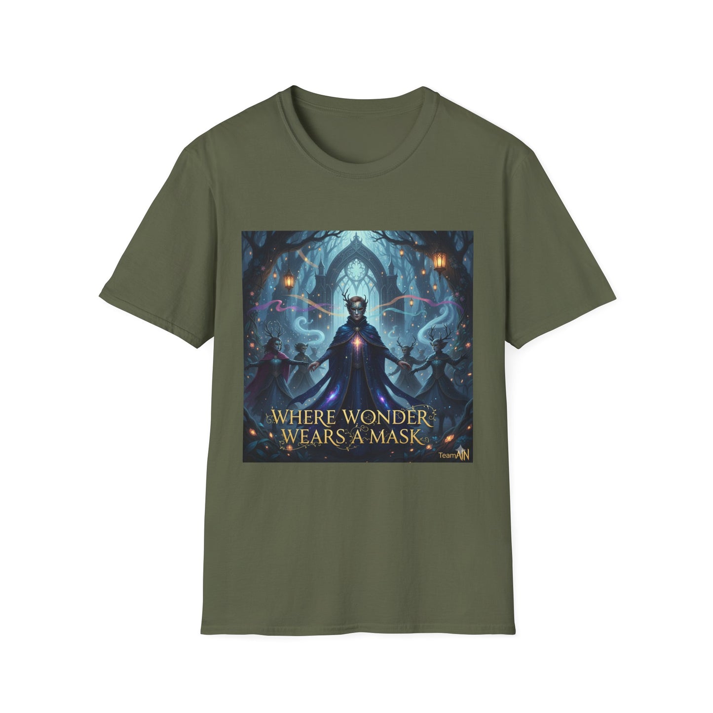 Mystical Mask Unisex T-Shirt - Where Wonder Wears a Mask, Fantasy Apparel, Gift for Dreamers, Casual Wear, Unique Design