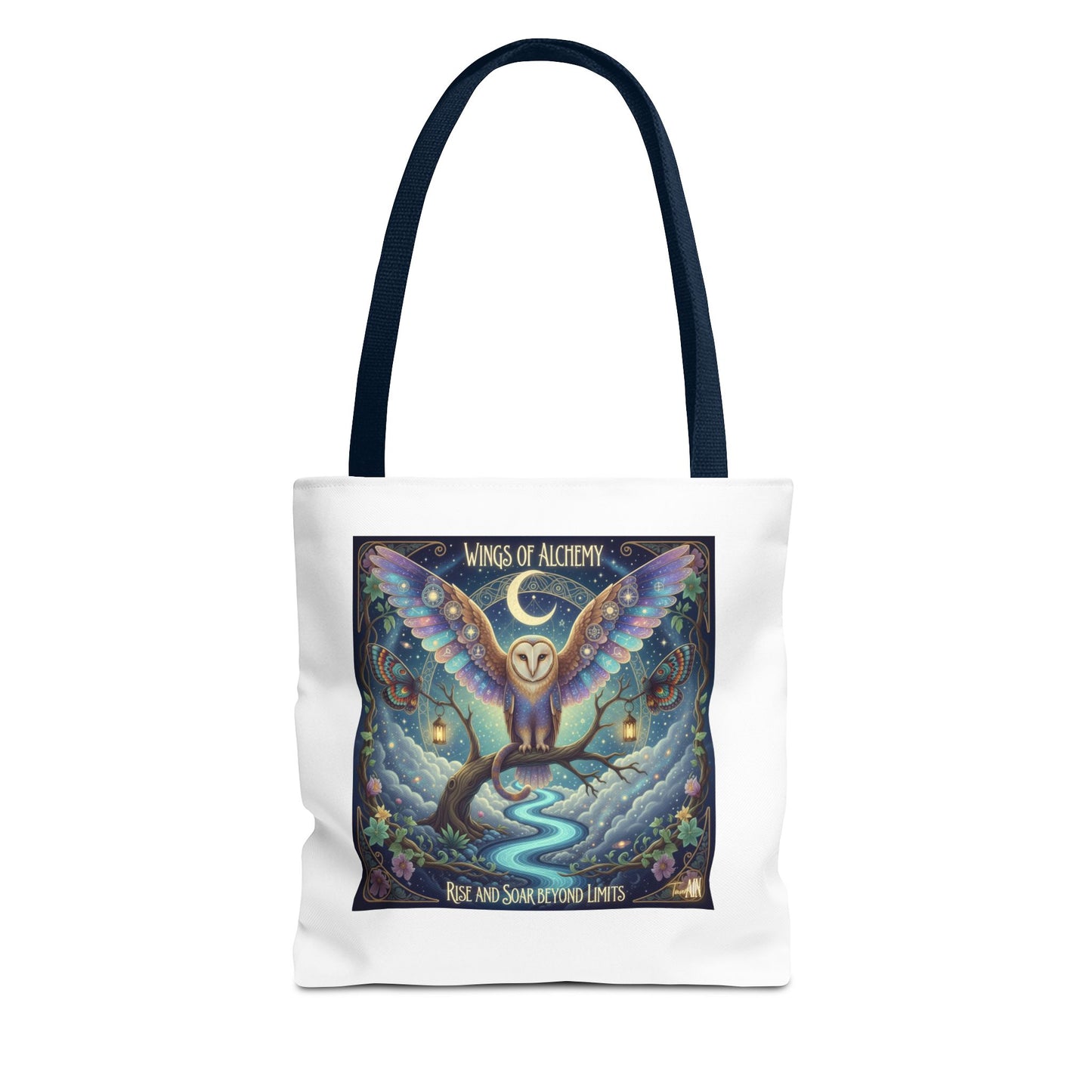 Wings of Alchemy Tote Bag, Whimsical Owl Design, Eco-Friendly Bag, Gift for Nature Lovers, Boho Style Shopping Bag