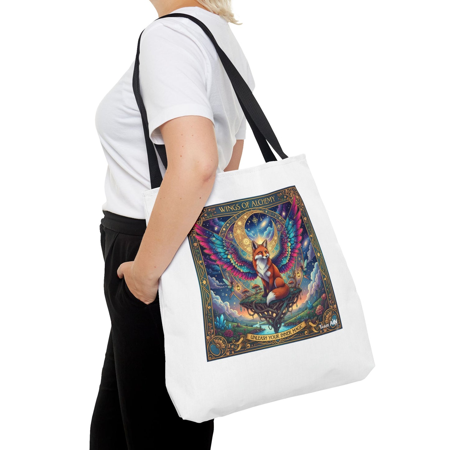 Mystical Fox Alchemy Tote Bag, Magical Art Bag, Eco-Friendly Shopping Tote, Gift for Animal Lovers, Fairy Tale Style