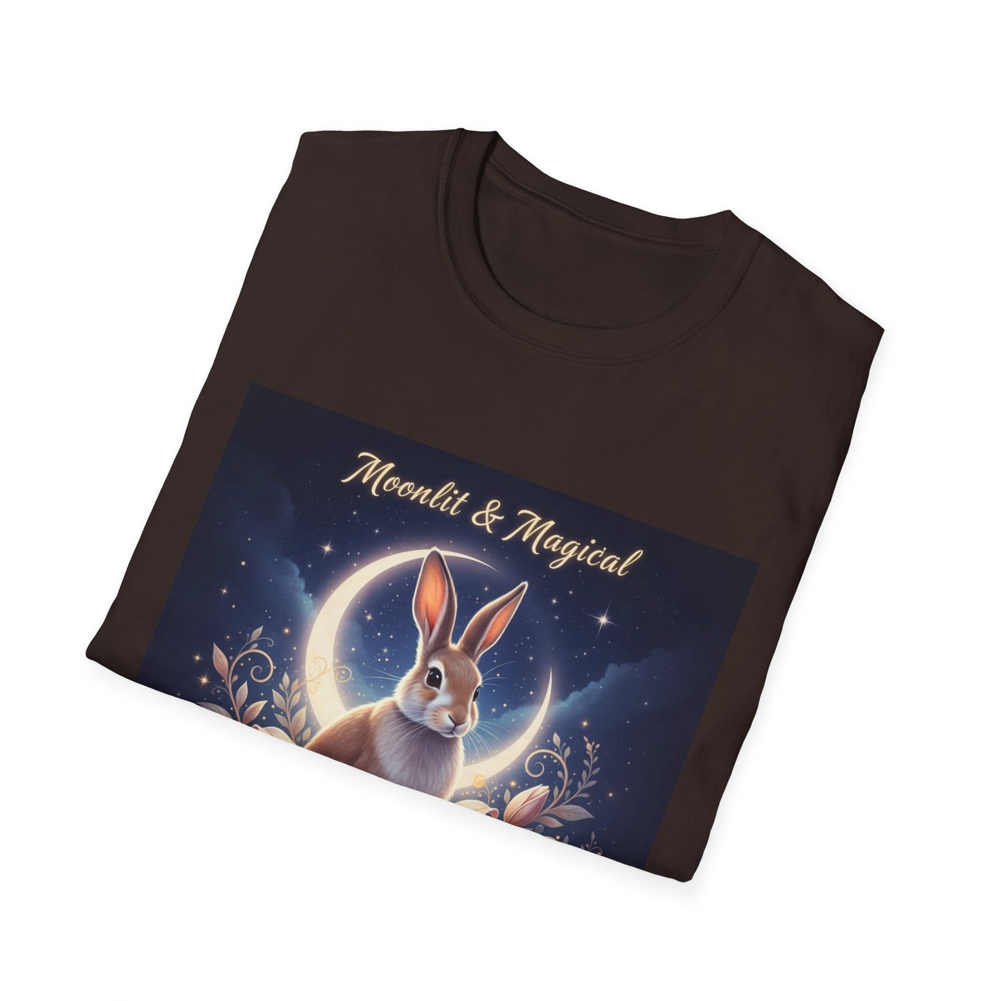 Moonlit & Magical Rabbit Unisex T-Shirt, Cute Rabbit Tee, Gift for Animal Lovers, Casual Wear, Nature Enthusiasts, Birthday Gift