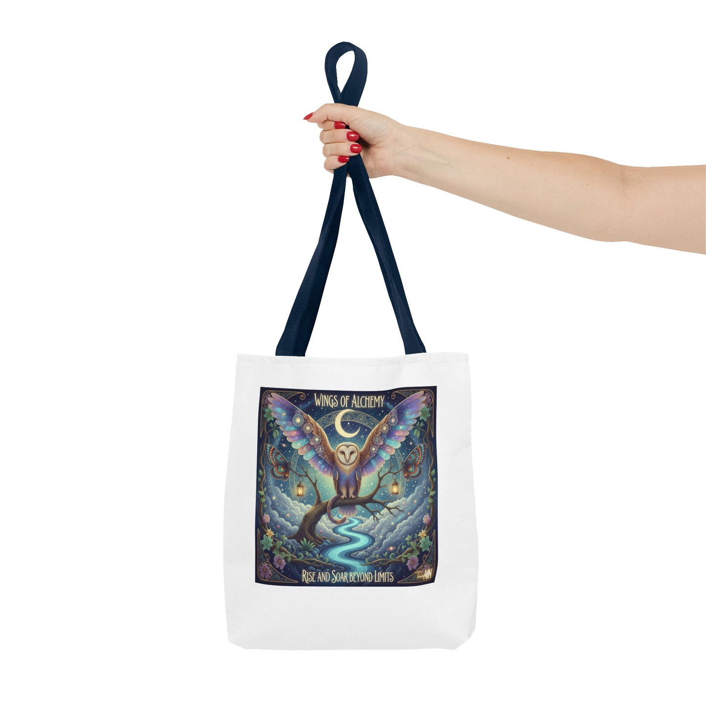 Wings of Alchemy Tote Bag, Whimsical Owl Design, Eco-Friendly Bag, Gift for Nature Lovers, Boho Style Shopping Bag