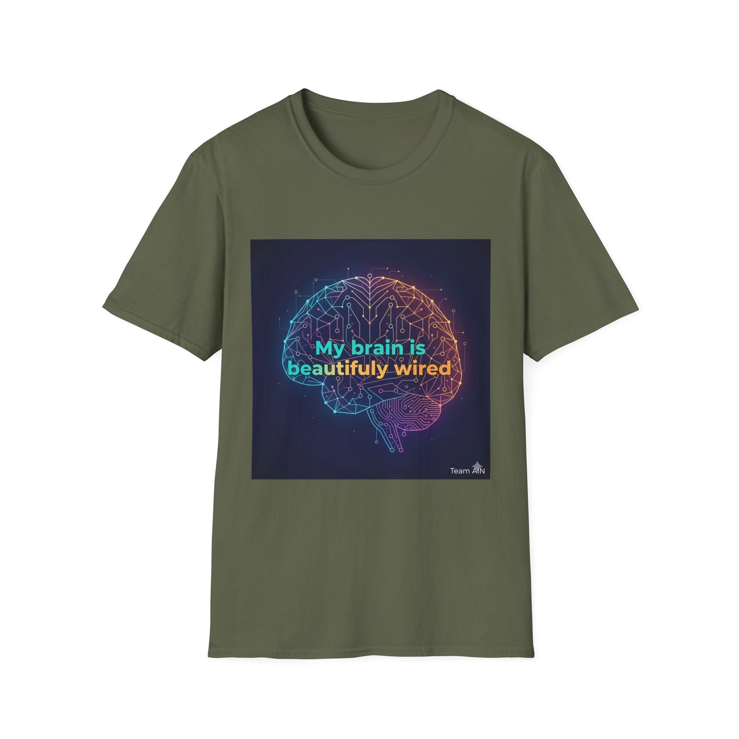 "My Brain Is Beautifully Wired" Neurodiversity T-Shirt – Circuit Brain Design on White Tee