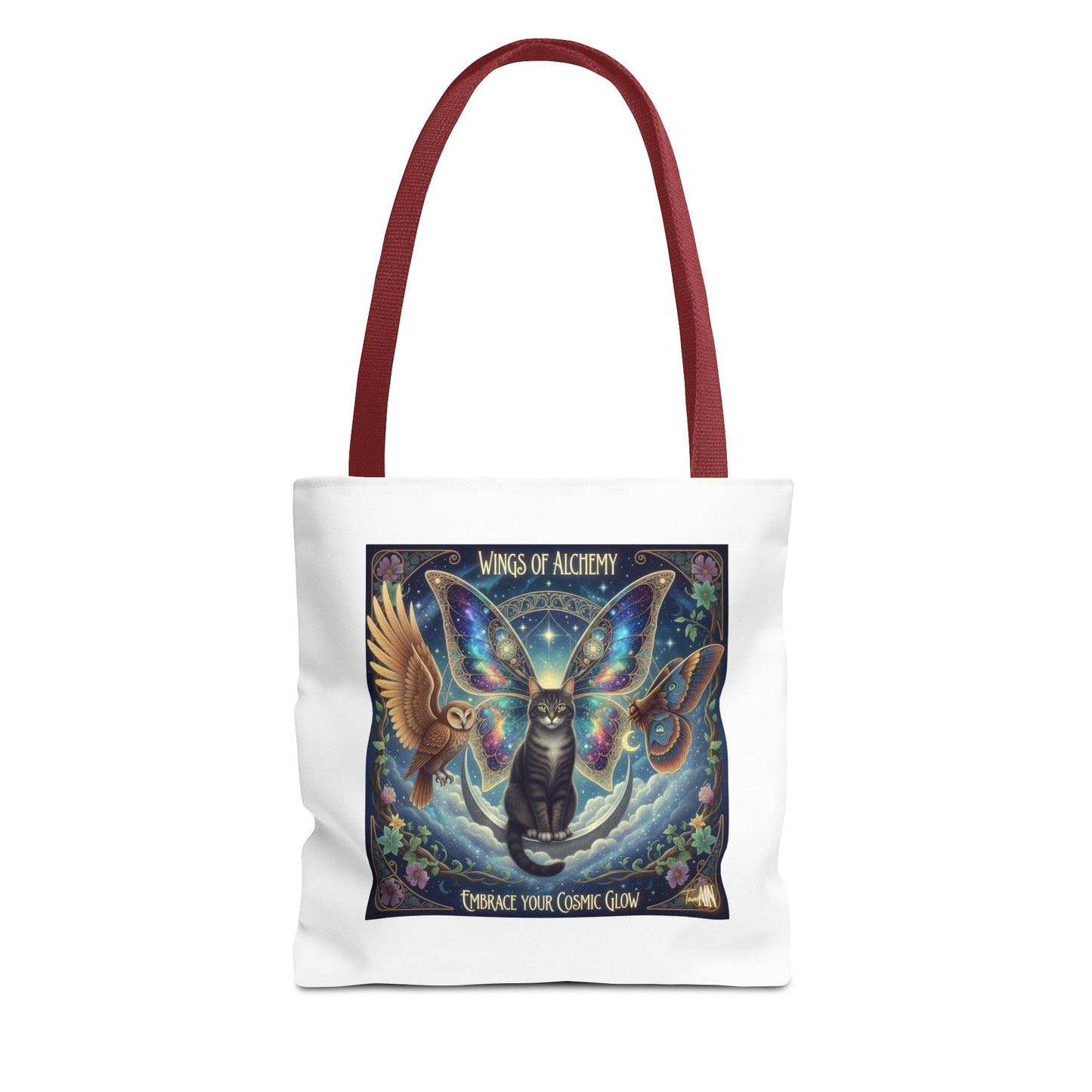 Mystical Cat Tote Bag - Wings of Alchemy, Perfect for Gifts, Shopping, Eco-Friendly Use, Festival Companion, Art Lovers