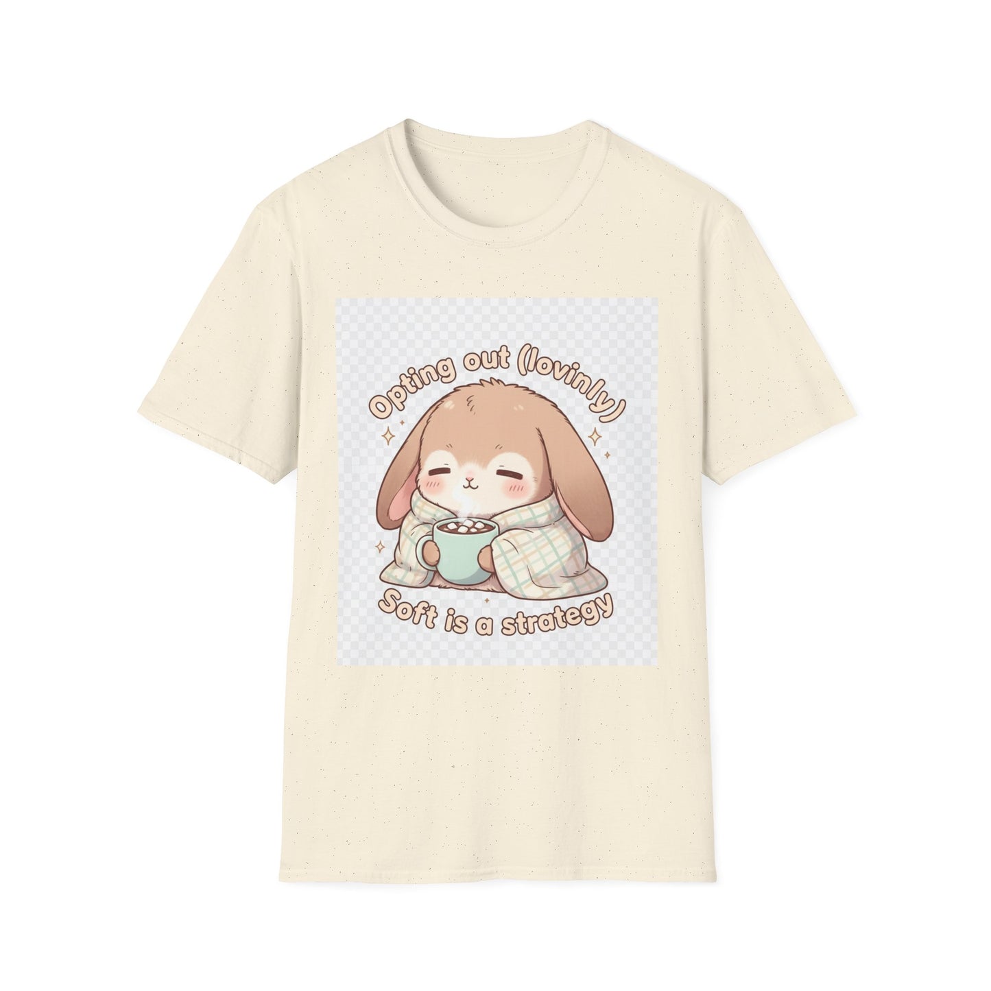 Opting Out Lovingly Bunny T-Shirt | Kawaii Self-Care Tee, Soft Mode Strategy Shirt, Cozy Neurospicy Anime Top