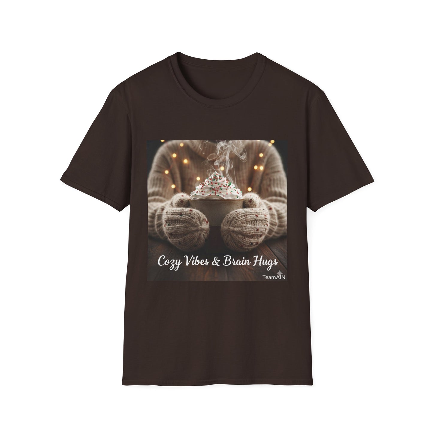 Cozy Vibes & Brain Hugs T-Shirt – Neurodivergent Comfort Holiday Tee