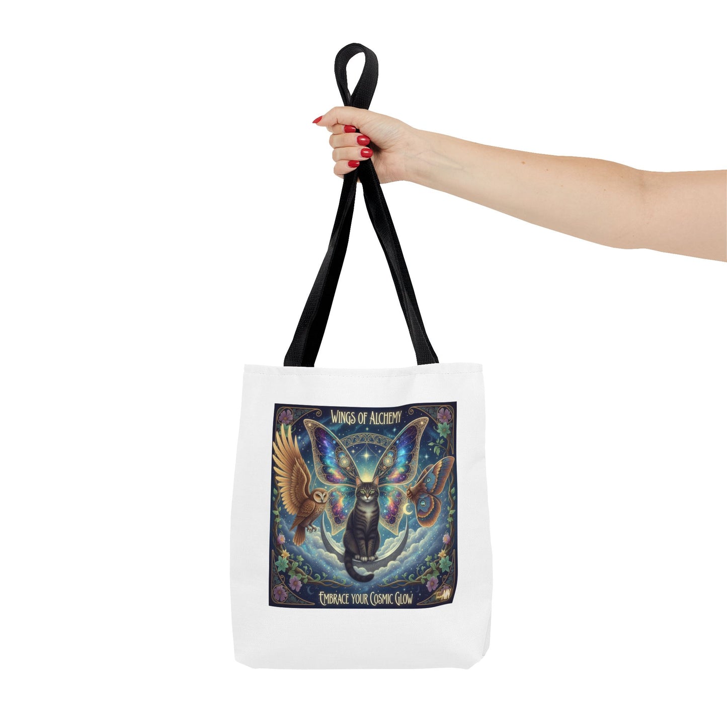 Mystical Cat Tote Bag - Wings of Alchemy, Perfect for Gifts, Shopping, Eco-Friendly Use, Festival Companion, Art Lovers